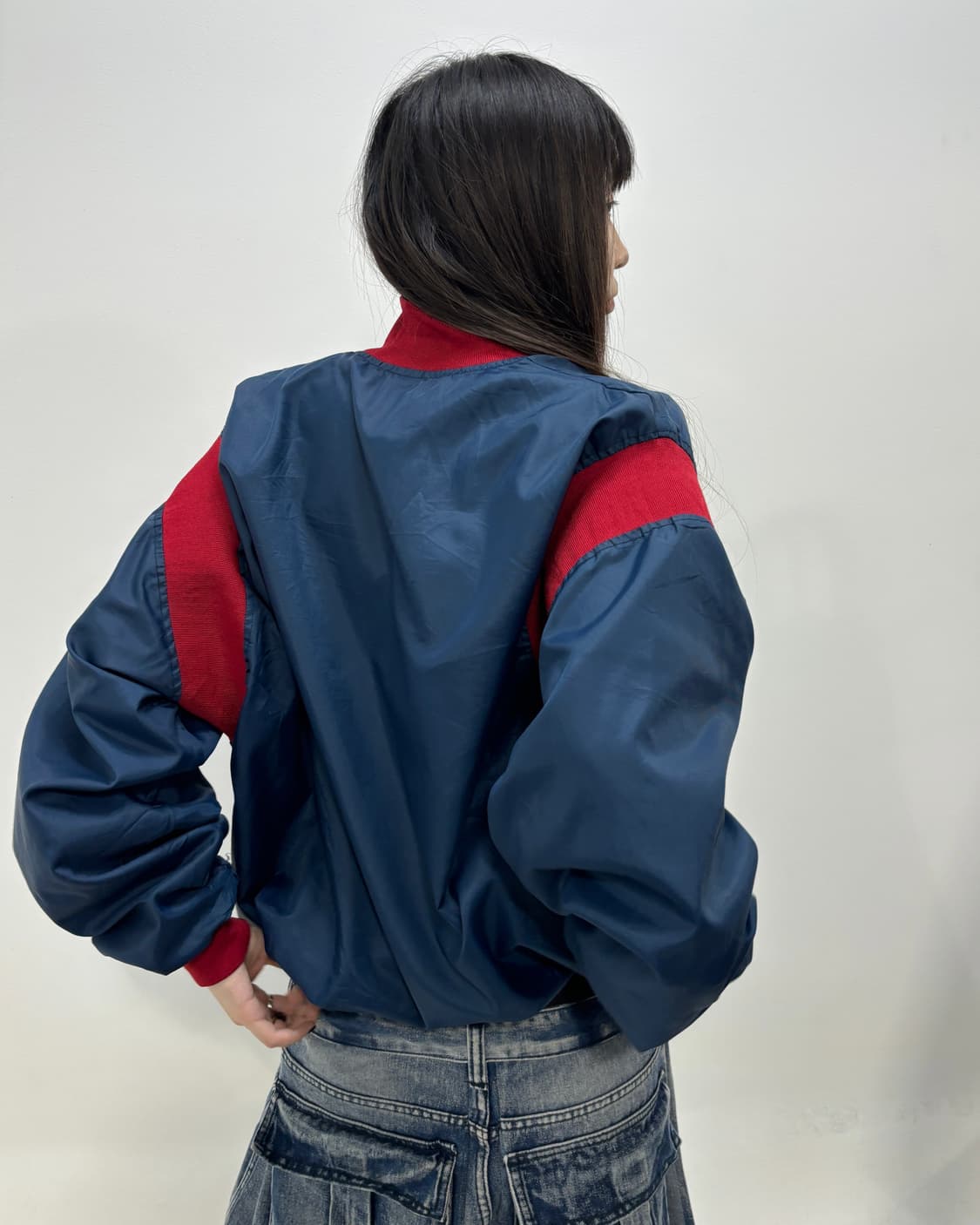 90s 올드스쿨 네이비레드 배색 아노락웜업 상품이미지3