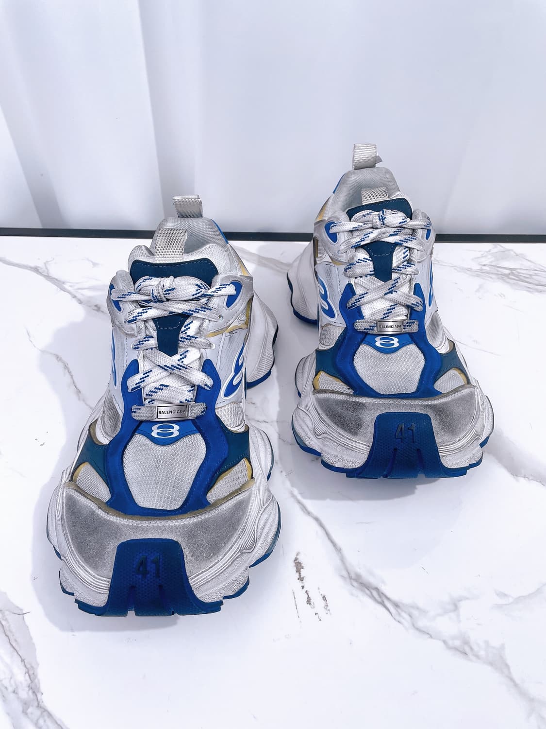 (정품/새상품) 발렌시아가 카고 스니커즈 화이트 블루 상품이미지4