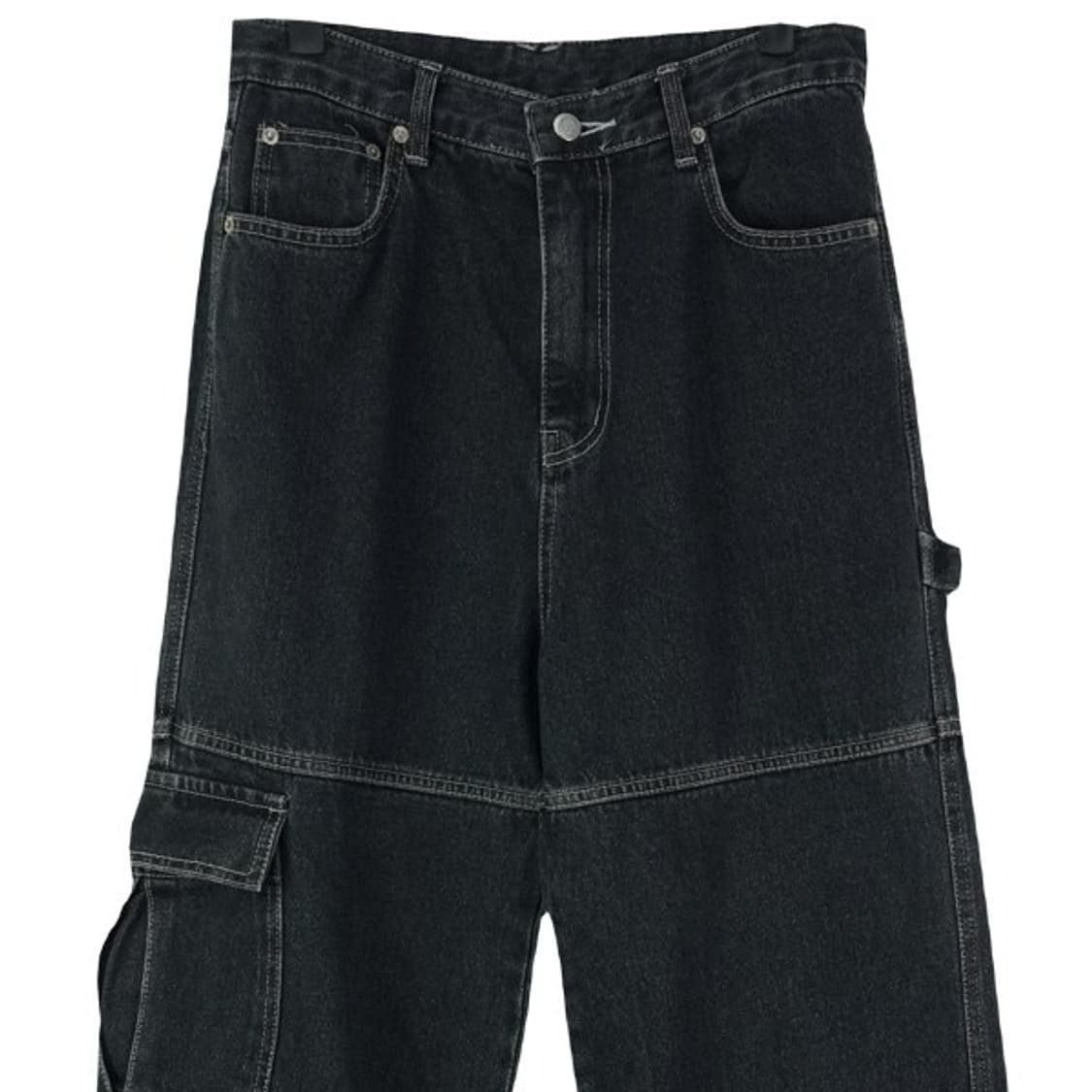 [꼼파뇨] 흑청 와이드 카고 카펜터 데님 팬츠 M18677 상품이미지4