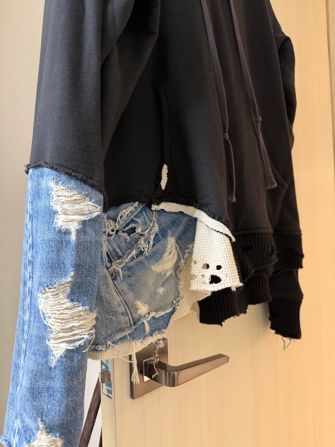 그렉로렌 리컨스트럭션 데님 후드 블랙 XL 상품이미지3