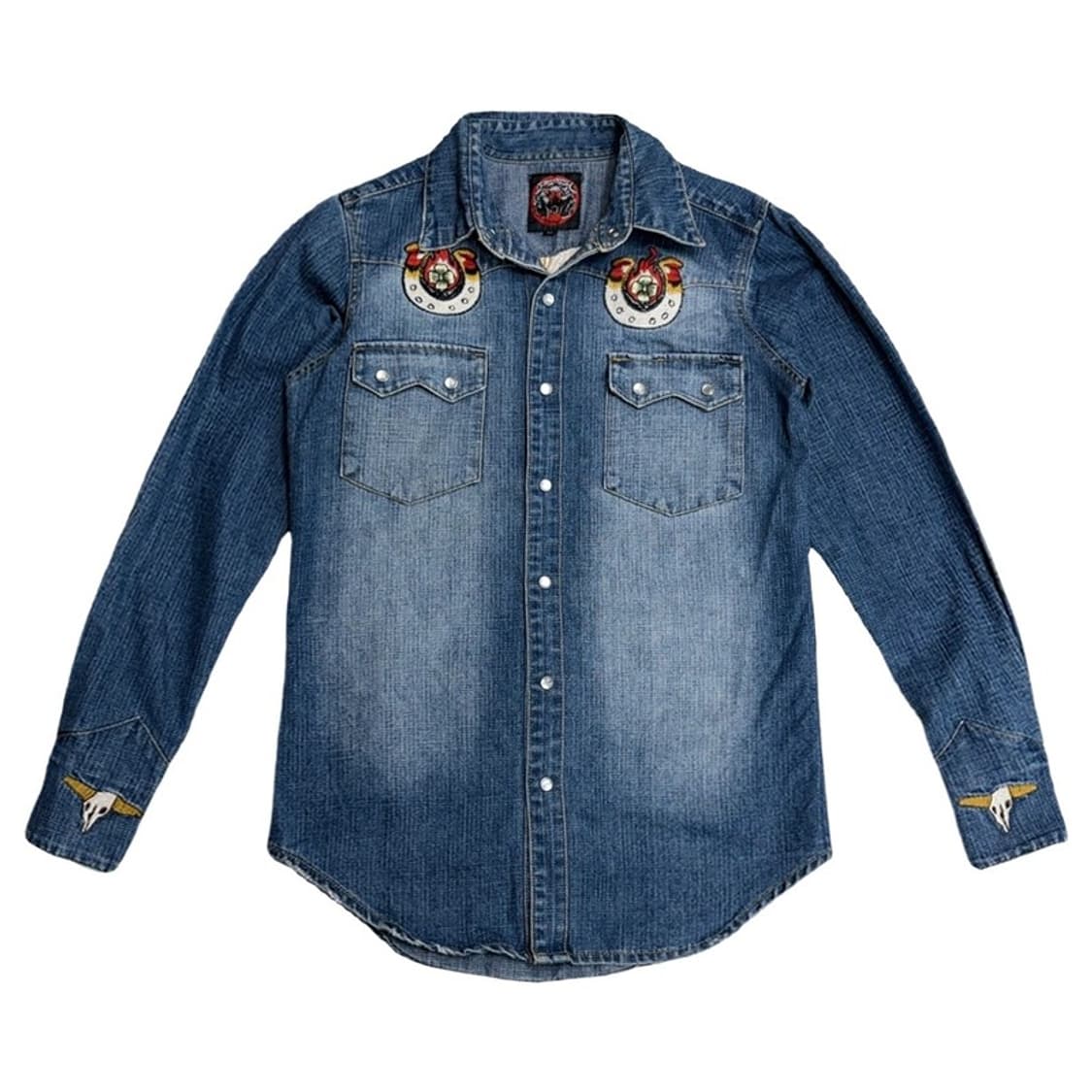 WESTERN DENIM BANK 패치 데님 셔츠 M 상품이미지1