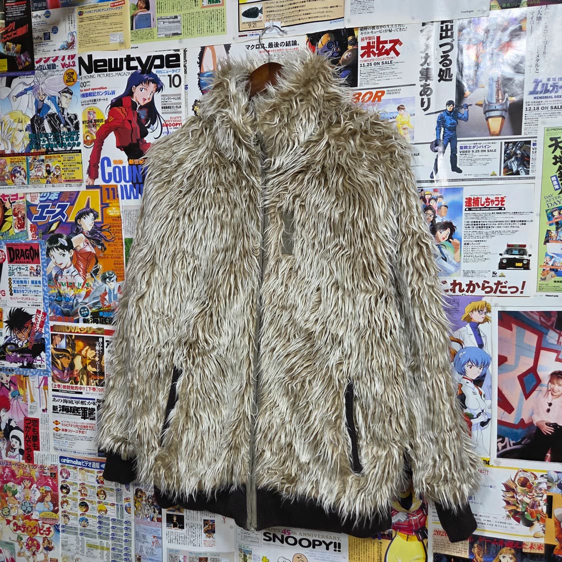 빈티지 에코 샤기 퍼 리버시블 카키 브라운 점퍼 상품이미지3