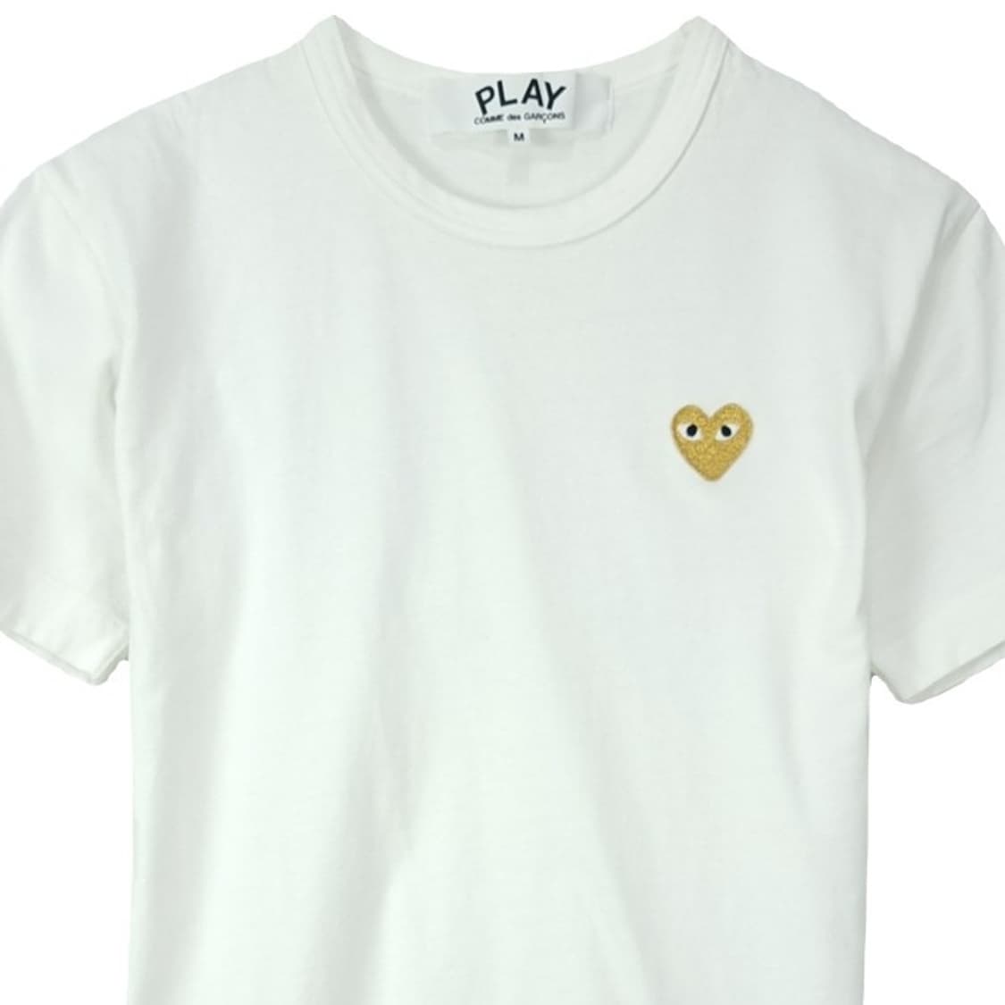 [꼼데가르송] 골드 와펜 하트 로고 반팔티 화이트 P01633 상품이미지4