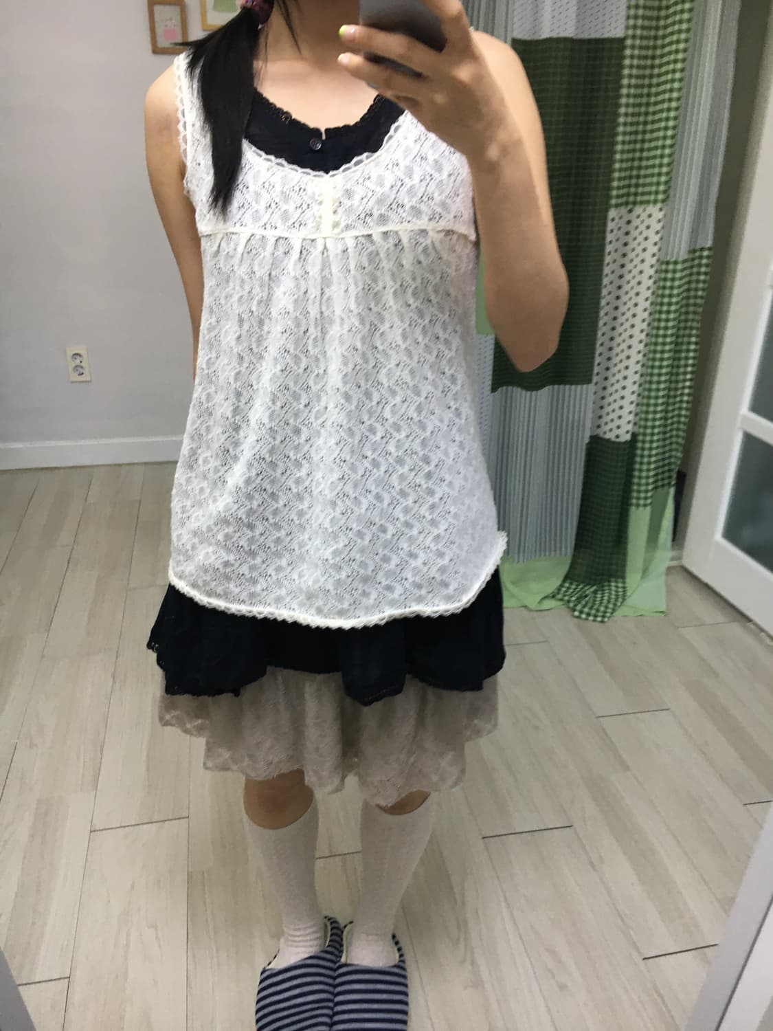 아이보리 레이스 니트 슬리브리스 상품이미지10