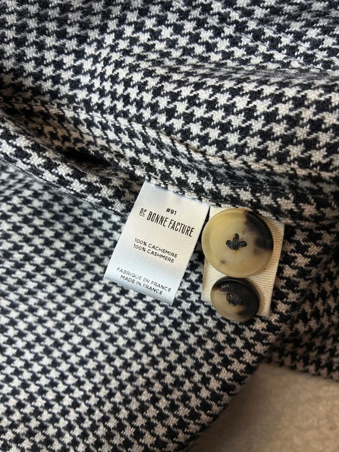 드본팩쳐 100% 캐시미어 하운드체크 프렌치 자켓 PN6362 상품이미지6