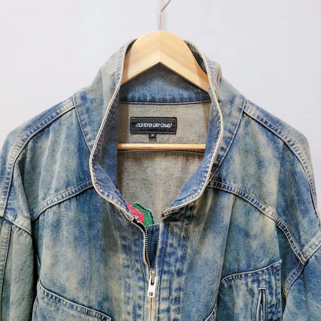 M) 워싱 프린팅 빈티지 데님자켓 상품이미지2