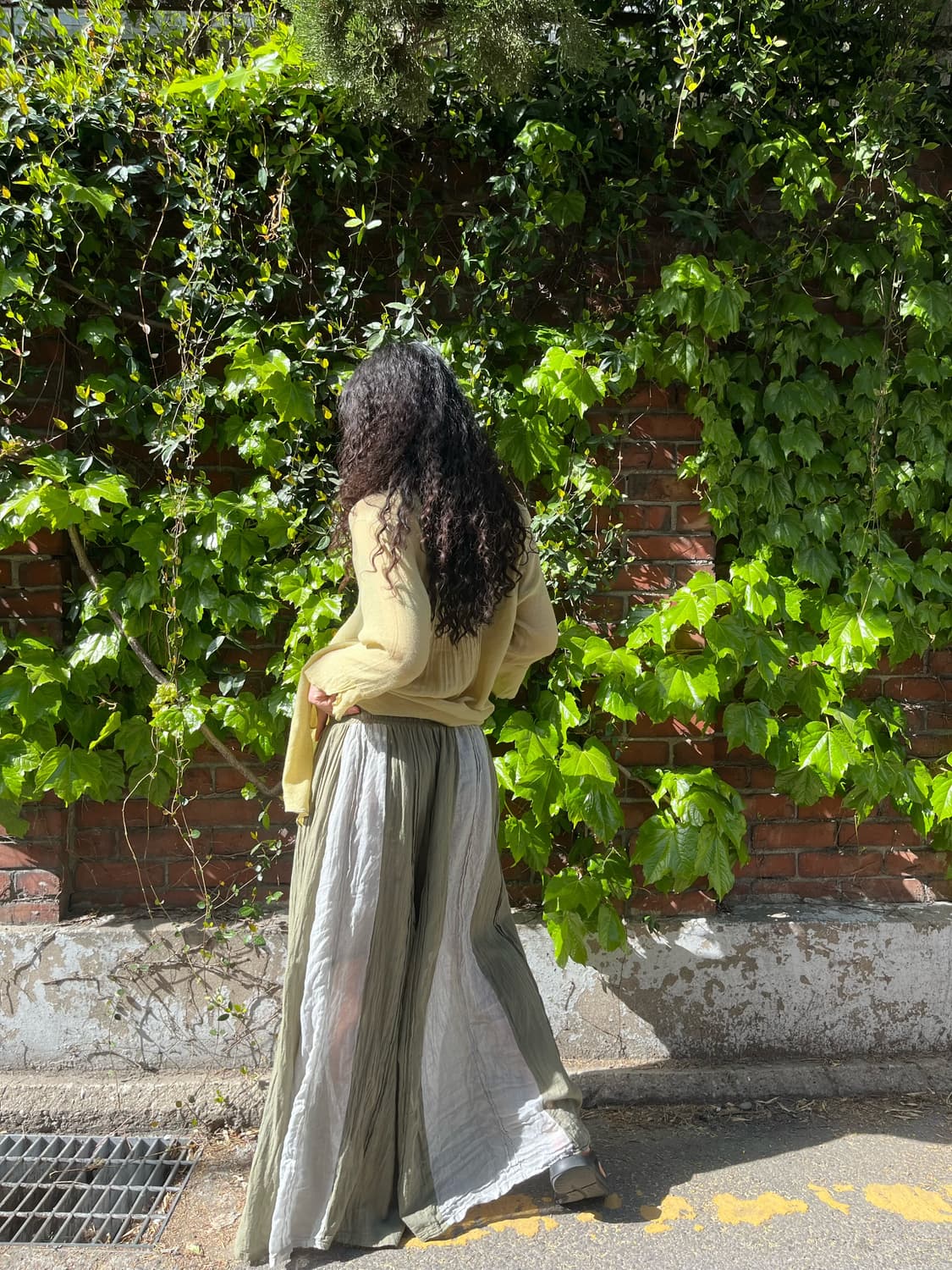 빈티지 카키 와이드 스커트 팬츠 상품이미지7