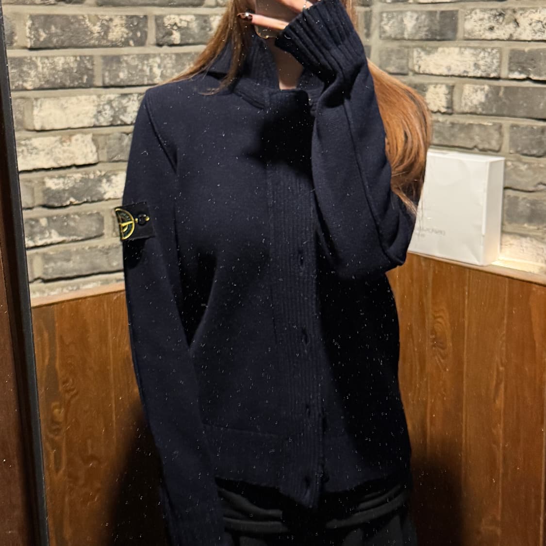 S) 스톤아일랜드 버튼 지퍼 울 스웨터 네이비 상품이미지10