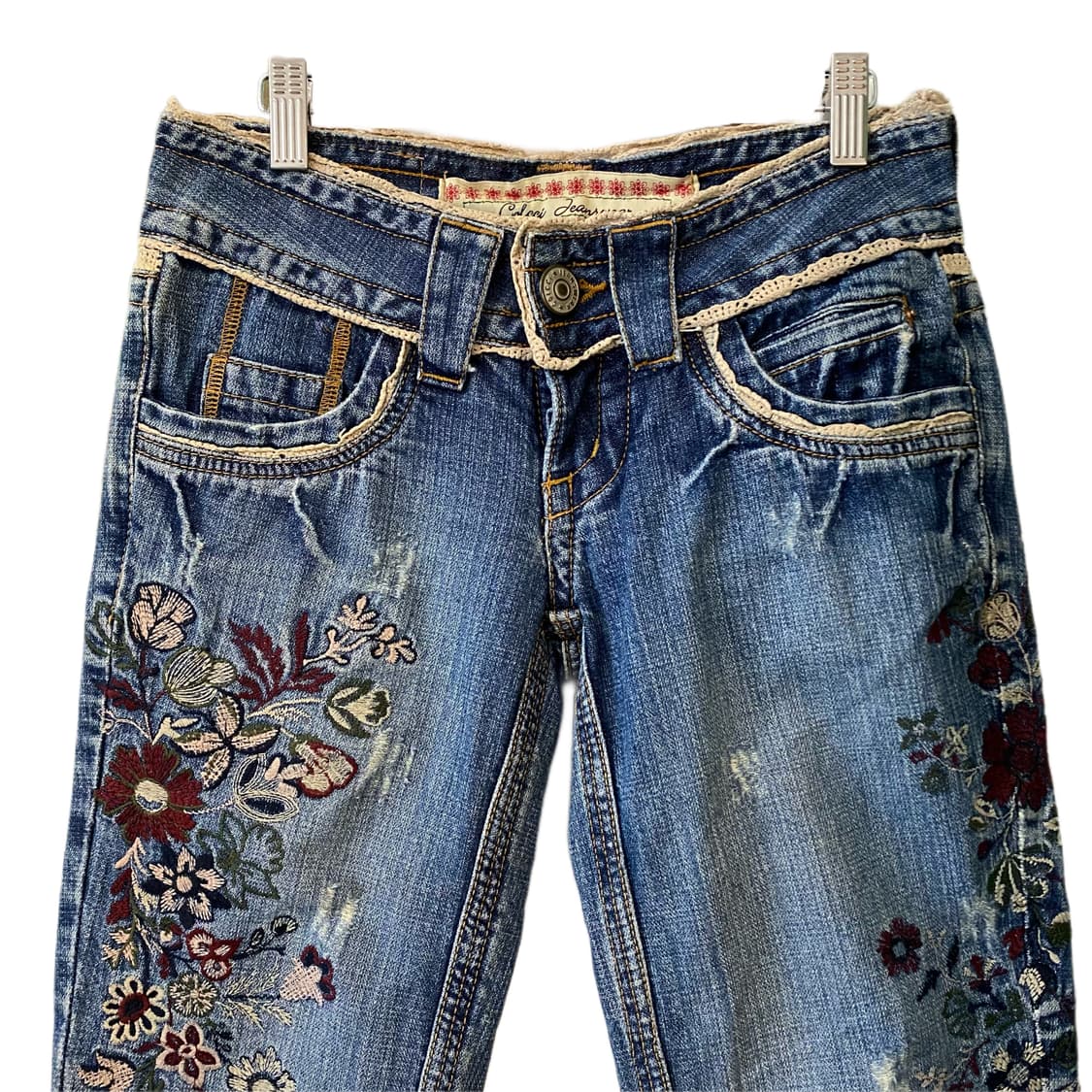 Y2K 레이스 꽃자수 데님팬츠 상품이미지5