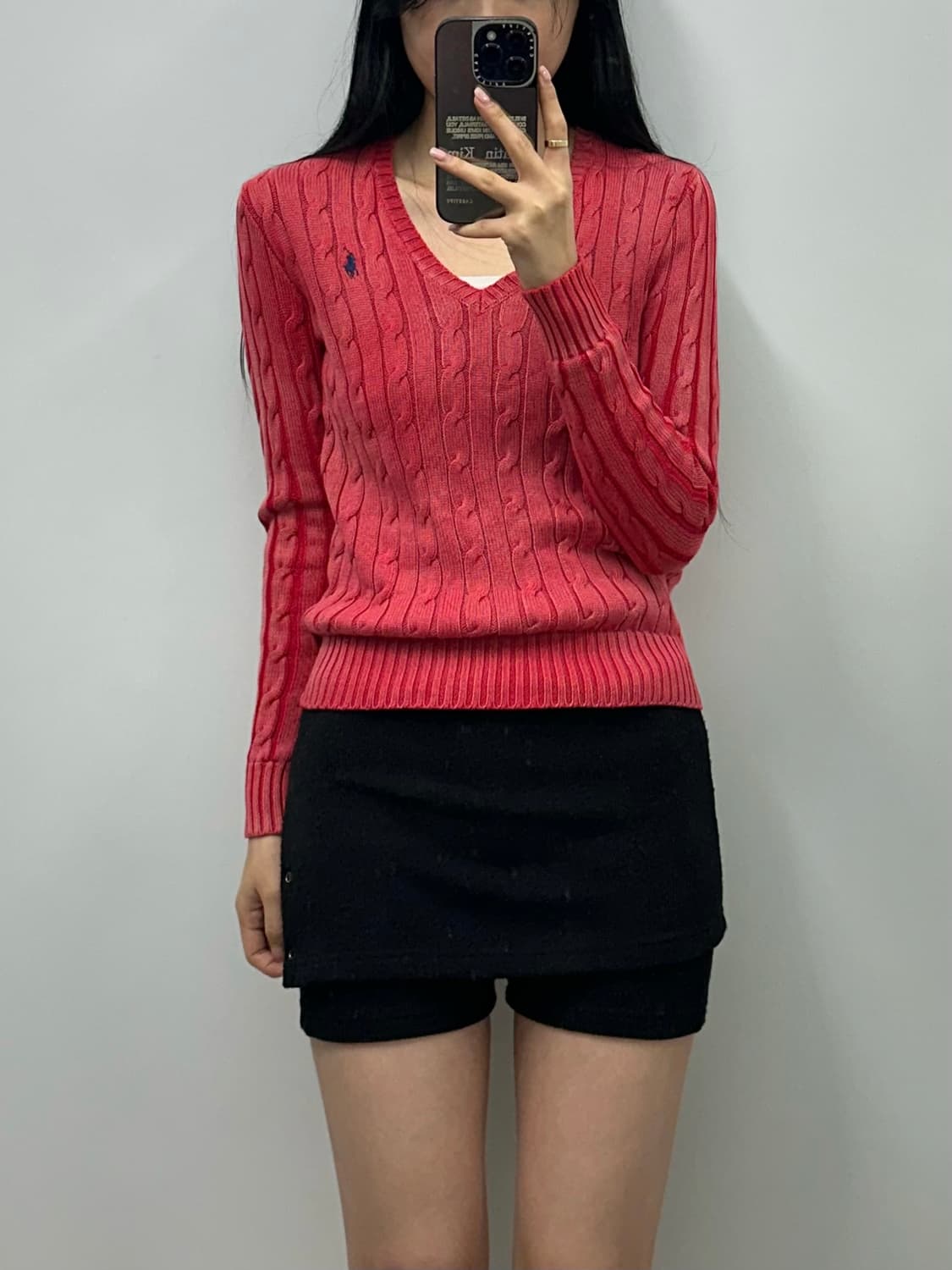 폴로 랄프로렌 신형 핑크  꽈배기 브이넥 니트  상품이미지1