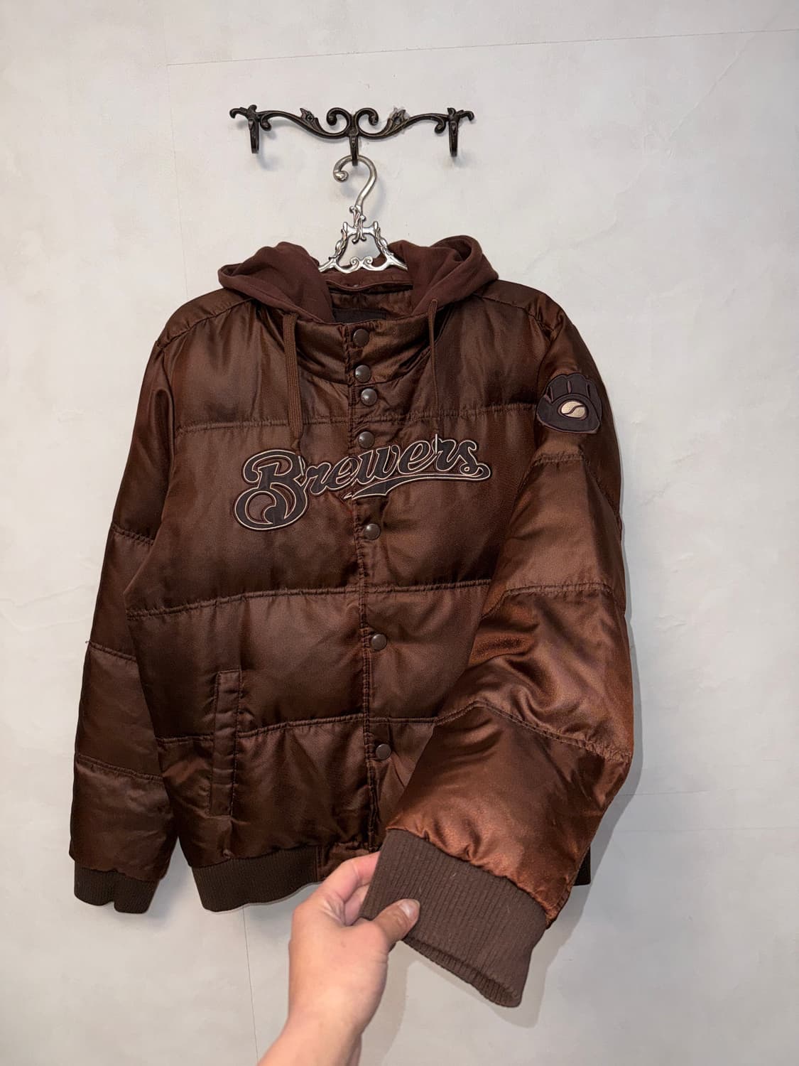 MLB Milwaukee Brewers brown duck down 패딩 상품이미지2