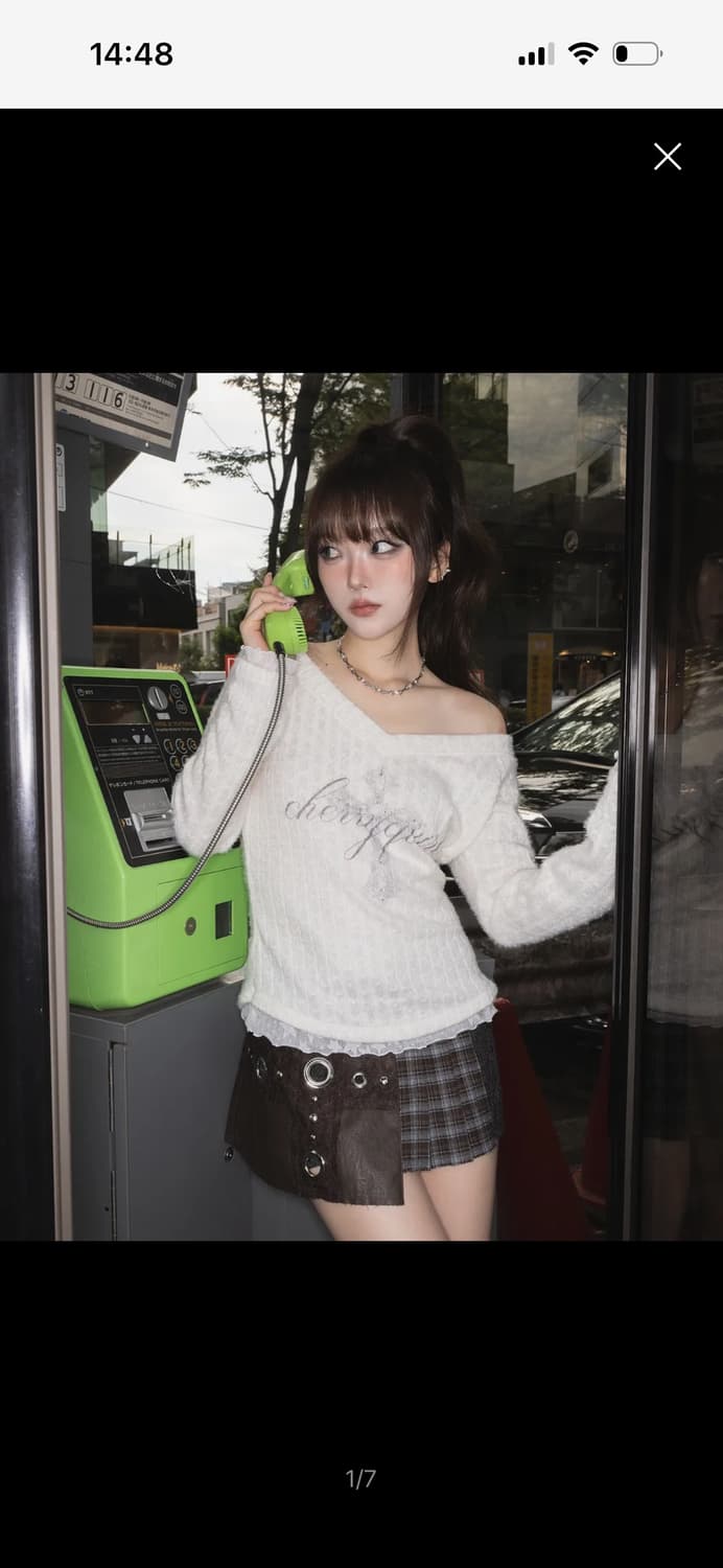 새상품) 체리퀴리 cross starlight 니트 아이보리 상품이미지1