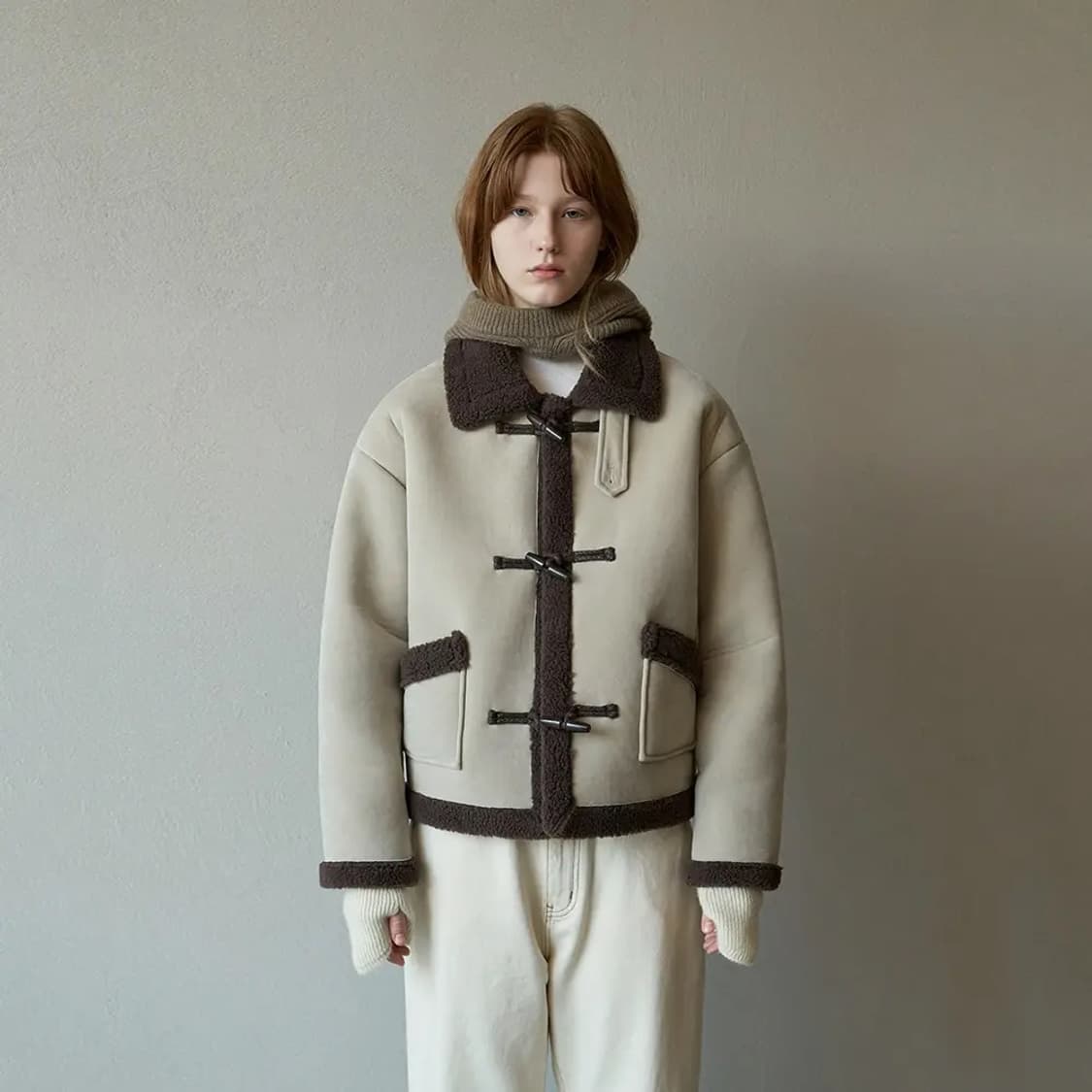 스웨이드 숏 더플 무스탕 점퍼 Ivory 상품이미지1