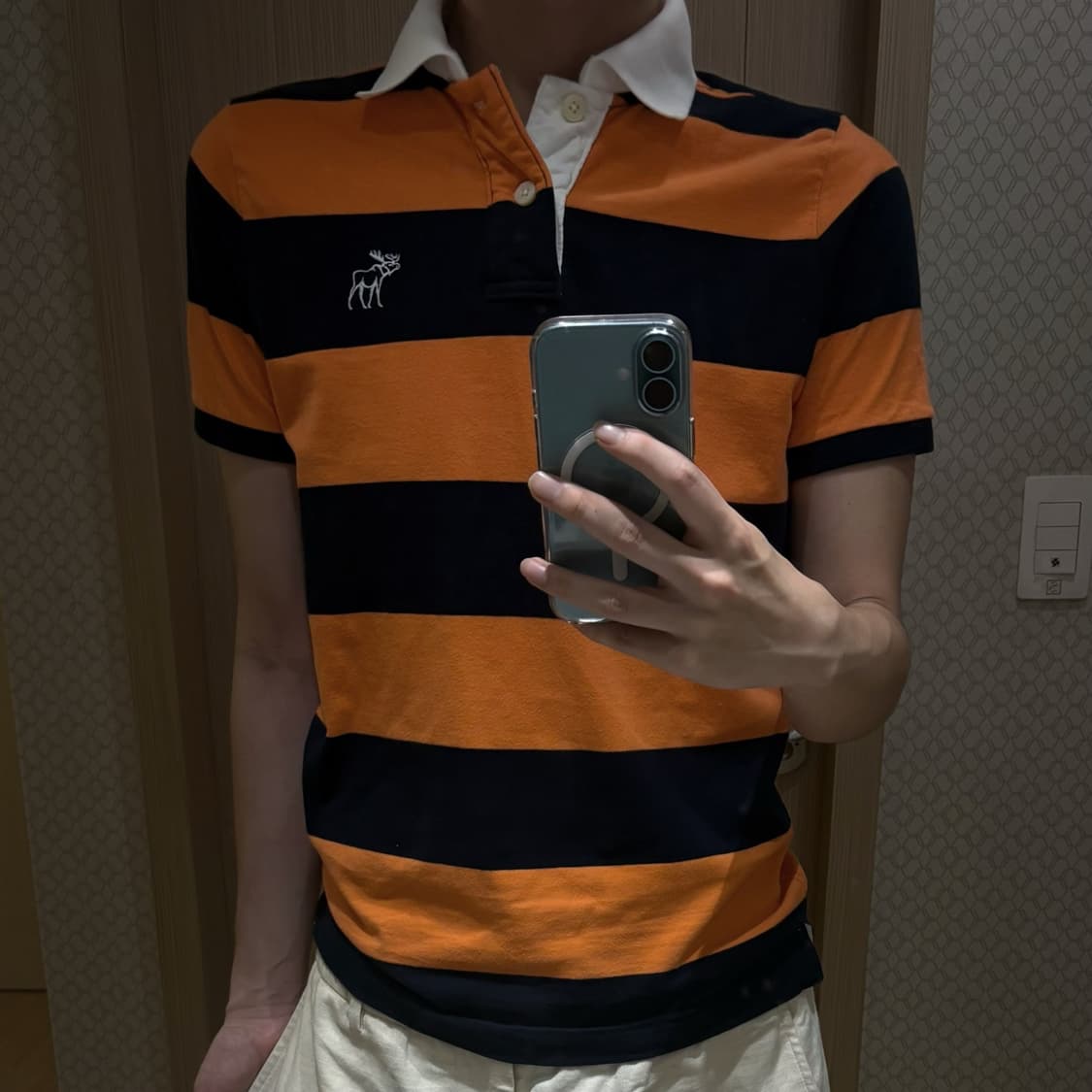 [M] 아베크롬비 앤 피치 머슬핏 블록 스트라이프 카라티 폴로셔츠 상품이미지1