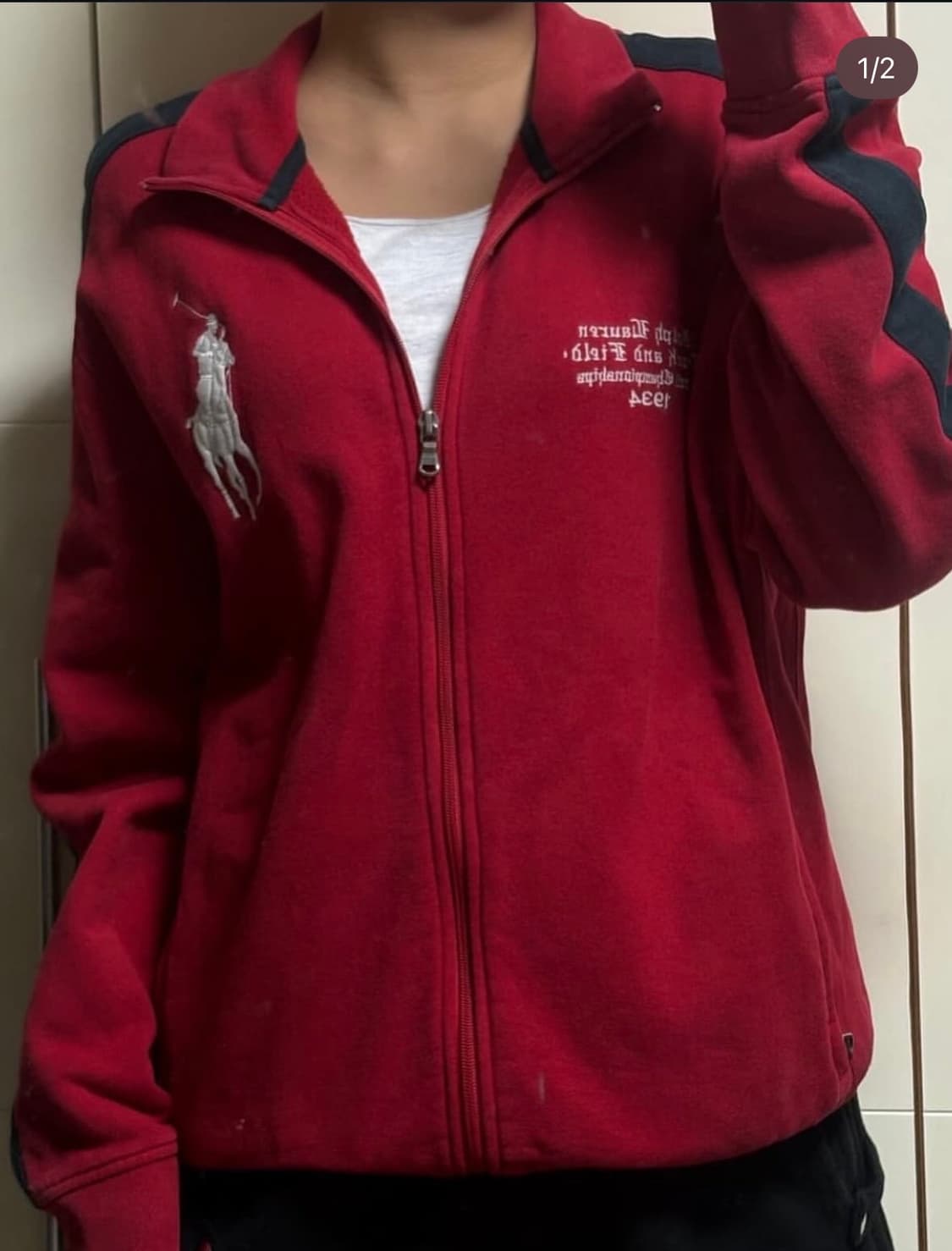 폴로랄프로렌 빅포니 버건디 져지 집업 상품이미지1