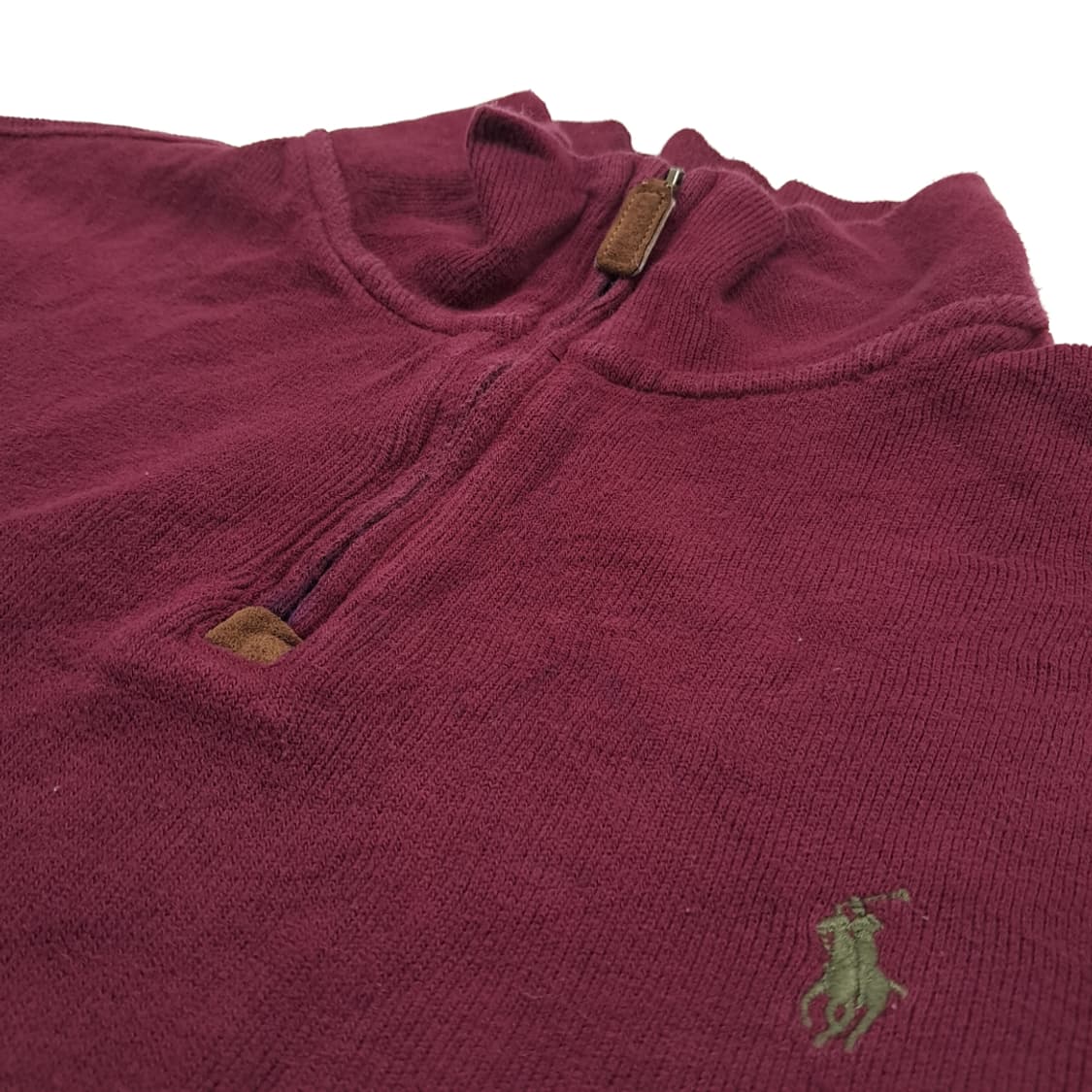 CN792 M 폴로 랄프로렌 버건디와인 하프집업 긴팔 니트 스웨터 상품이미지5