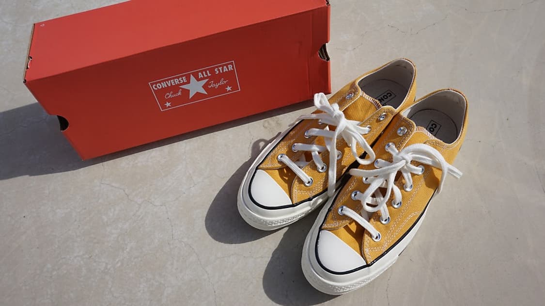 새제품 255 295 컨버스 척70 로우 빈티지 캔버스 선플라워 옐로우 상품이미지6