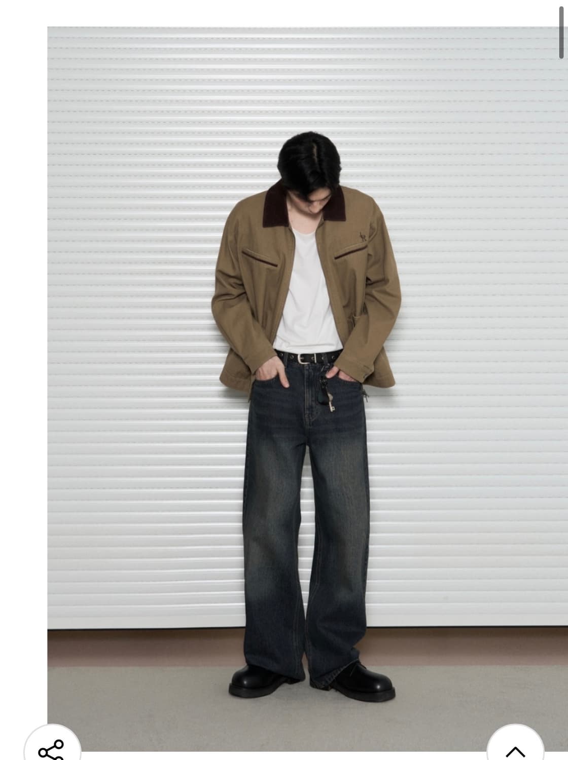 (M) 레더리 데미지 라인 워크 자켓 [BEIGE] 판매 상품이미지6