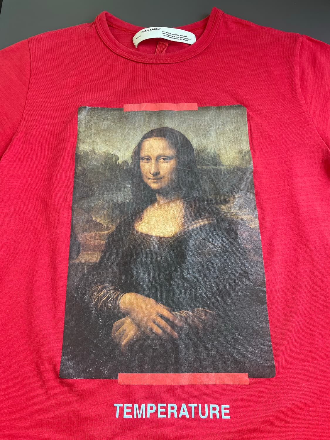 [XS] 오프화이트 모나리자 프린팅 반팔 티셔츠 오버핏 상품이미지4