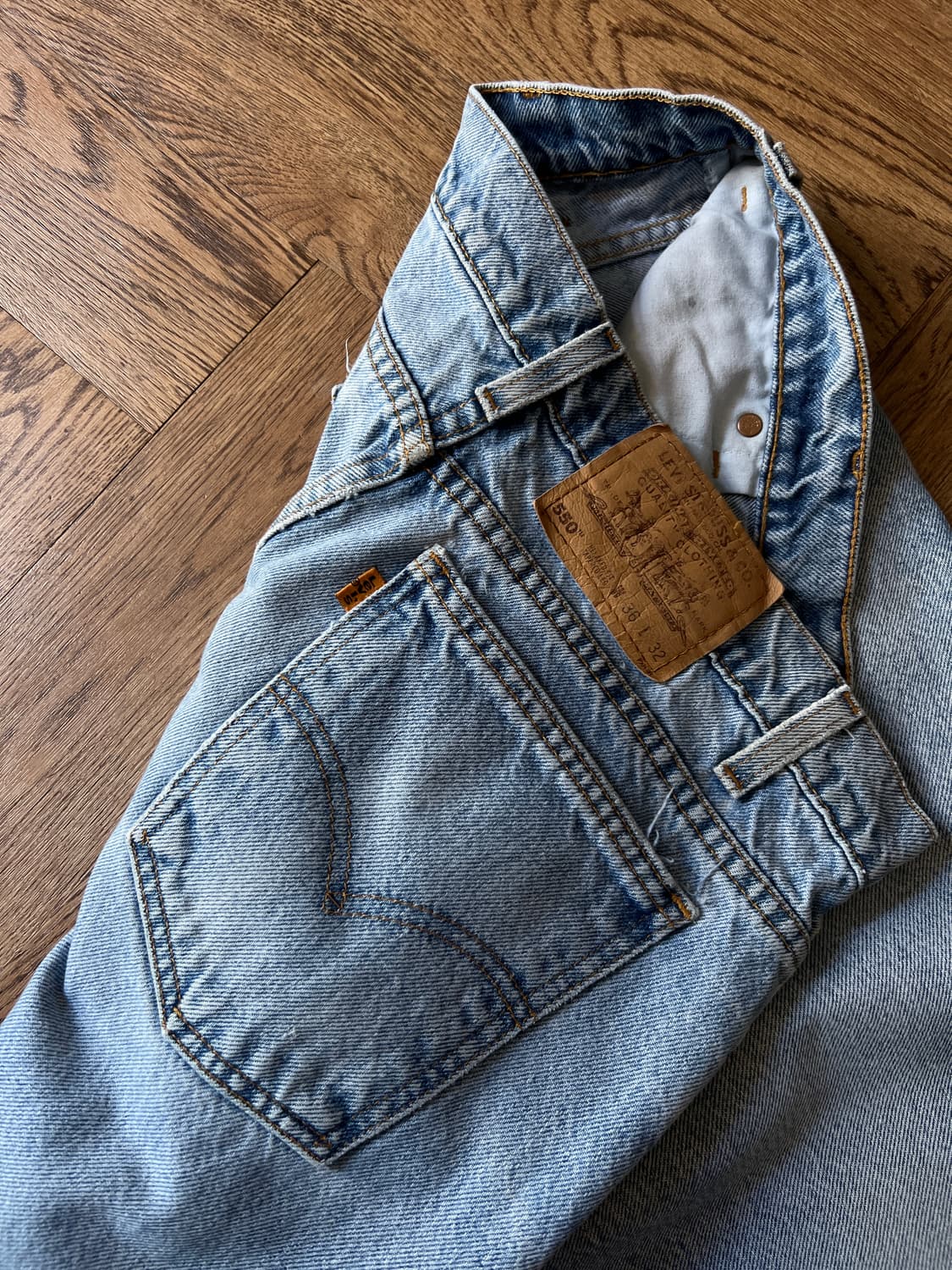 [36]90's 리바이스 USA 550 오렌지탭 빈티지 워싱 데님 팬츠 상품이미지4