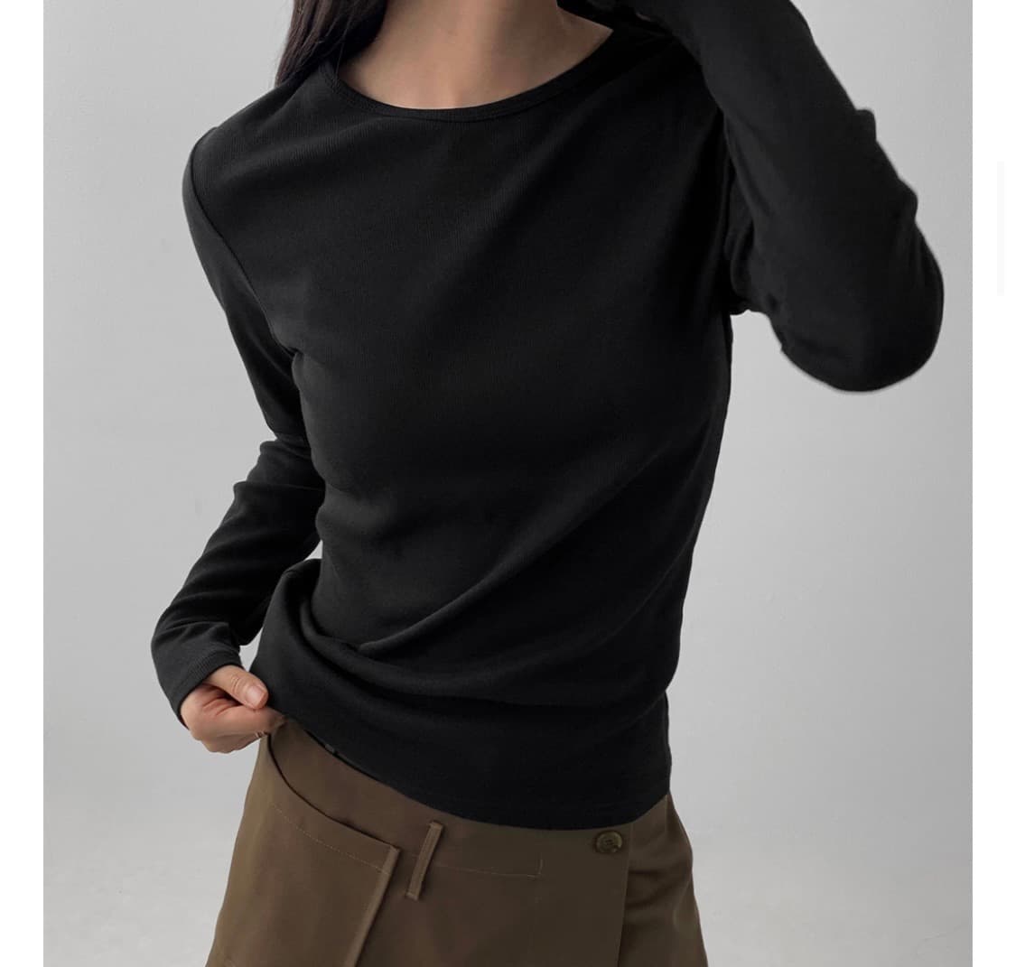 매니크 골지 티셔츠 네이비 상품이미지1