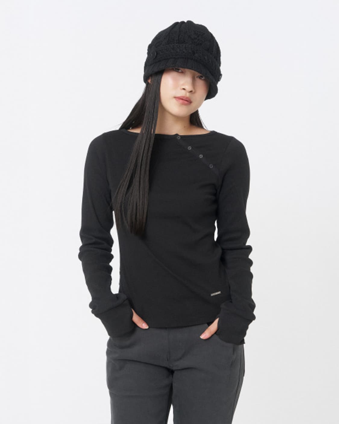 [1] 미세키 서울 슬래시 버튼 롱슬리브 블랙 상품이미지1