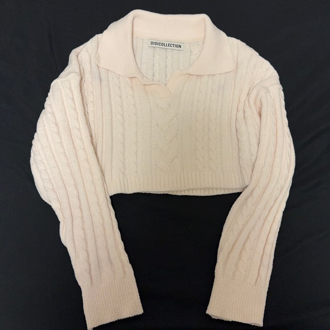 OiOi 크롭 아이보리 카라 니트 상품이미지1