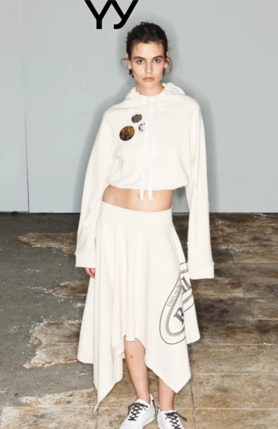 오픈와이와이 언발 코튼 스커트 아이보리 상품이미지1