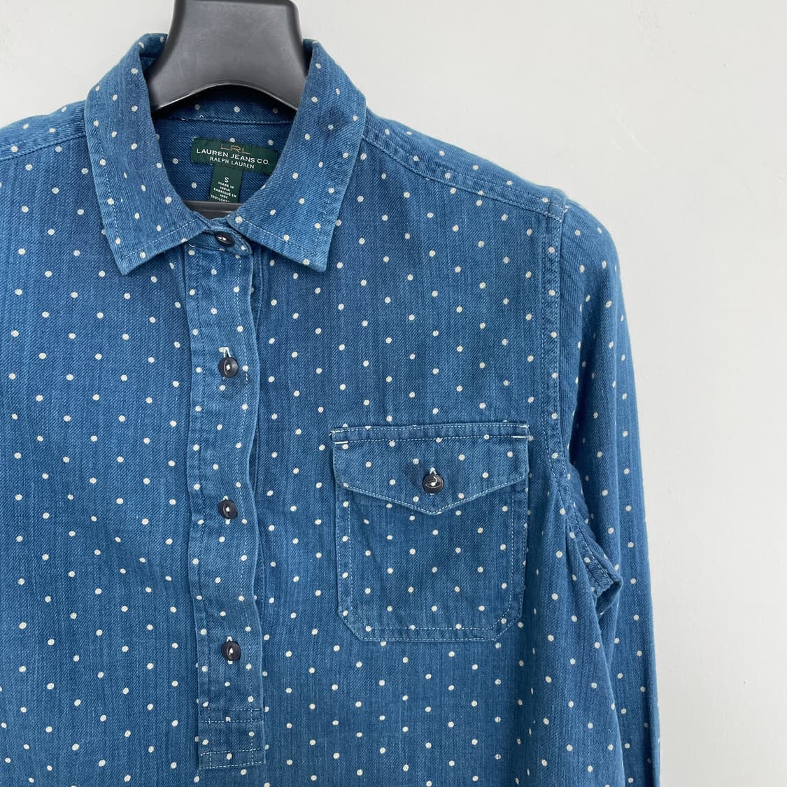 랄프로렌 도트 데님 롱 셔츠 페어리 모리 상품이미지3