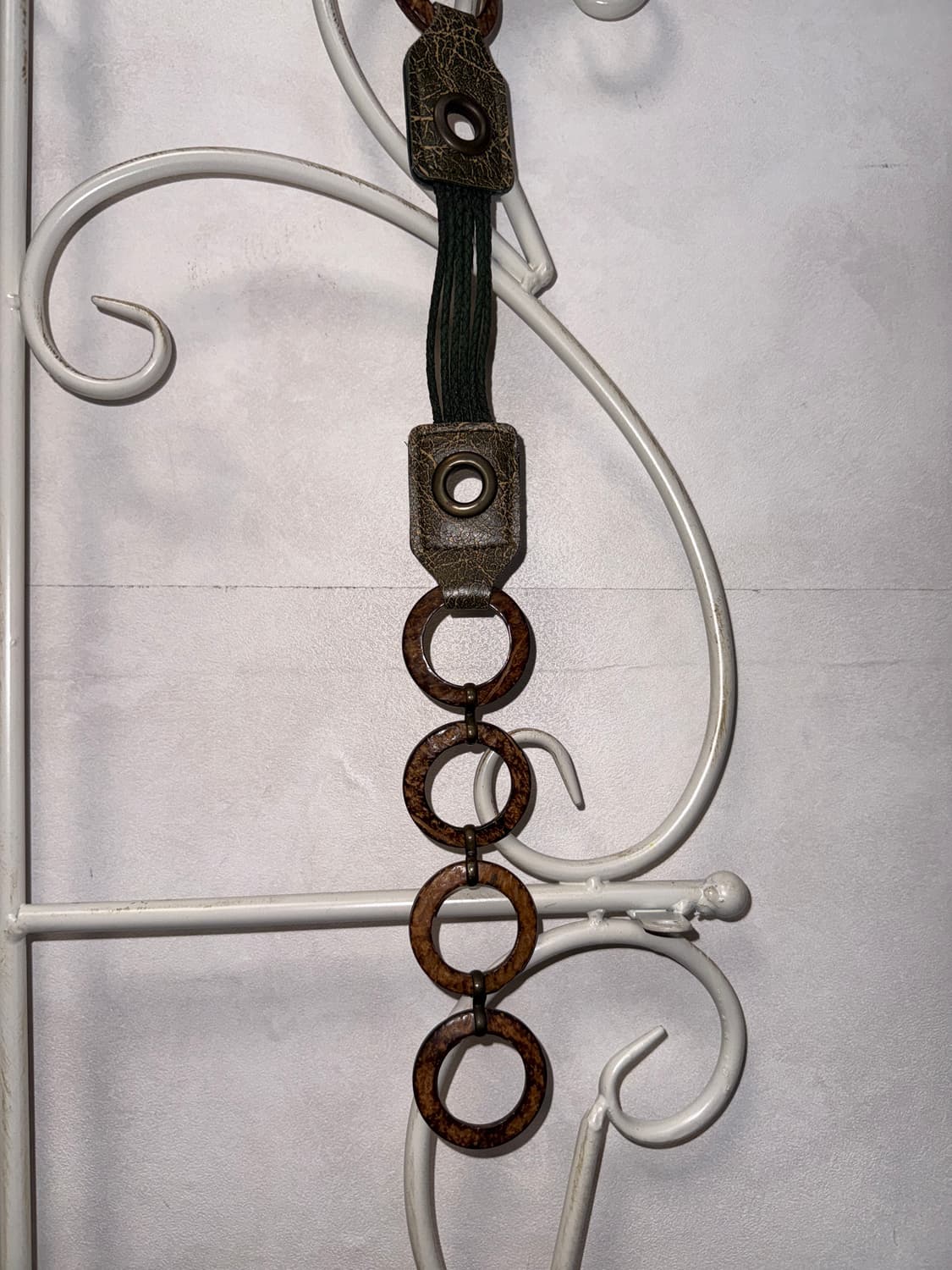 Khaki brown wood strap chain belt 상품이미지7