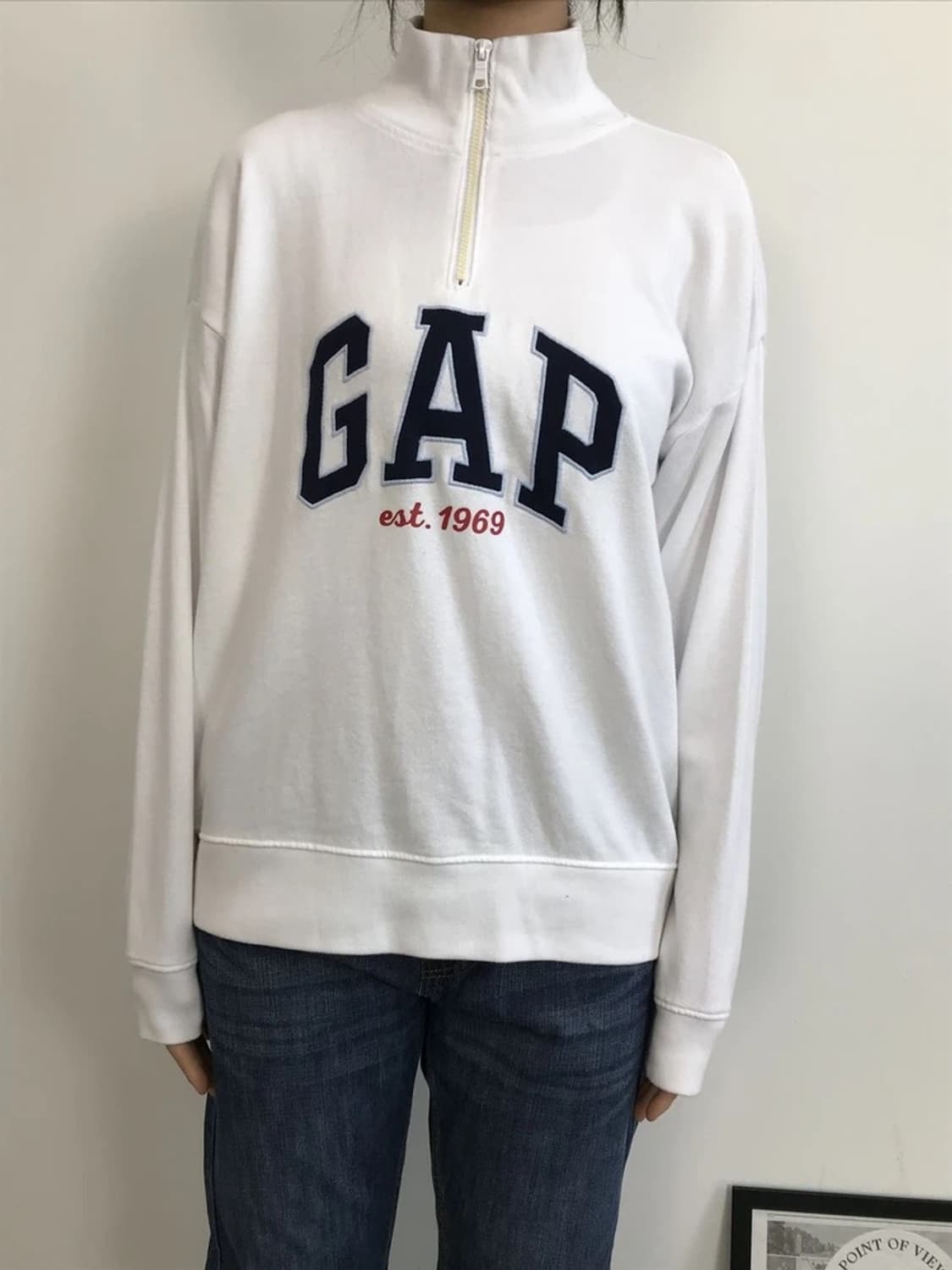GAP Logo Half Zip Sweatshirt White 상품이미지2