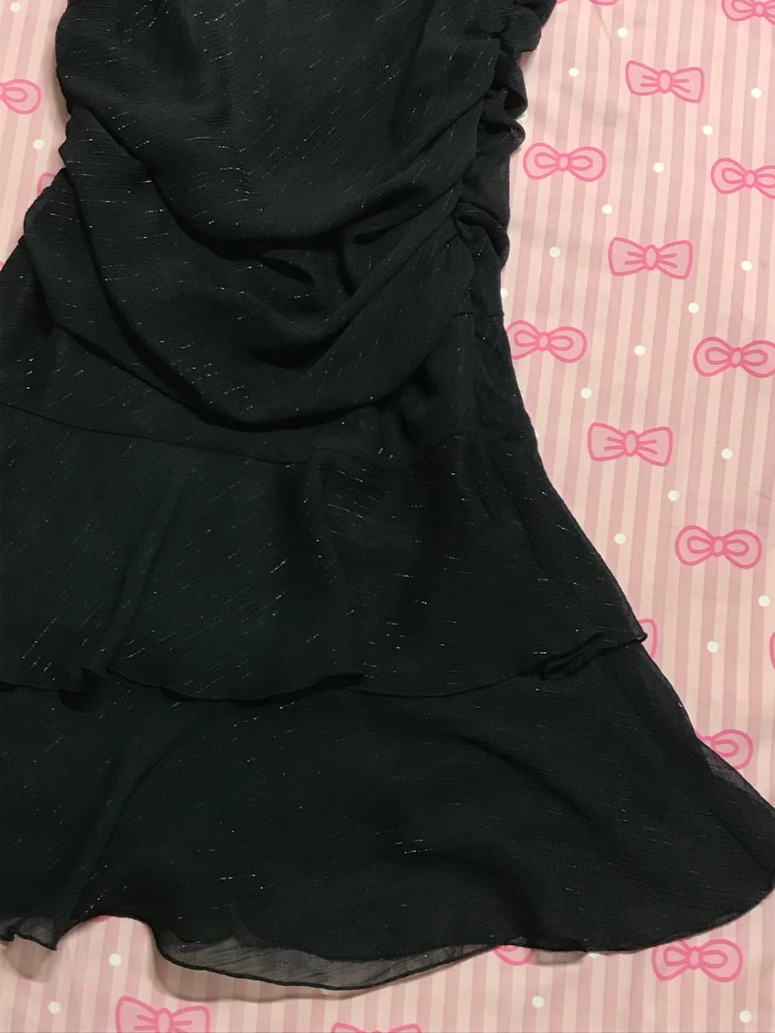 펄 블랙 셔링 원피스 고딕 상품이미지3