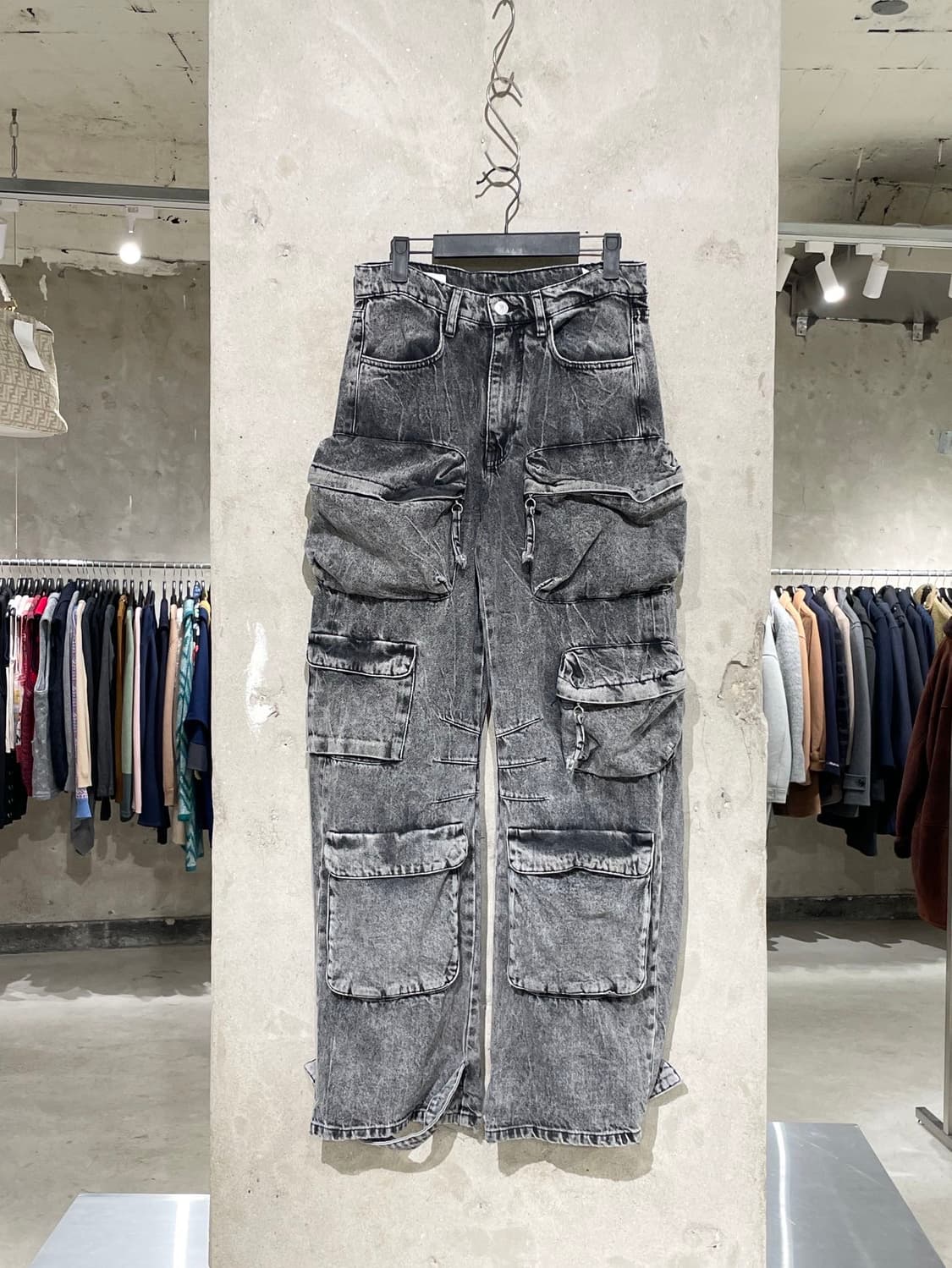 자라 흑청 유틸리티 와이드 카고 데님 팬츠 상품이미지1