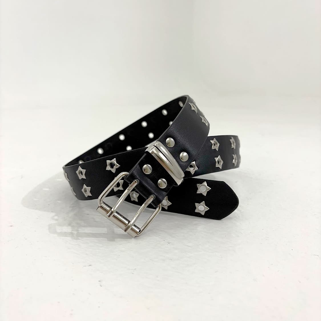 Y2K 스타 별 아일렛 벨트 (black)  상품이미지1