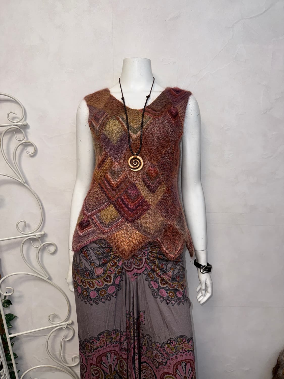 Mixed pink brown bohemian mohair 슬리브리스 상품이미지1