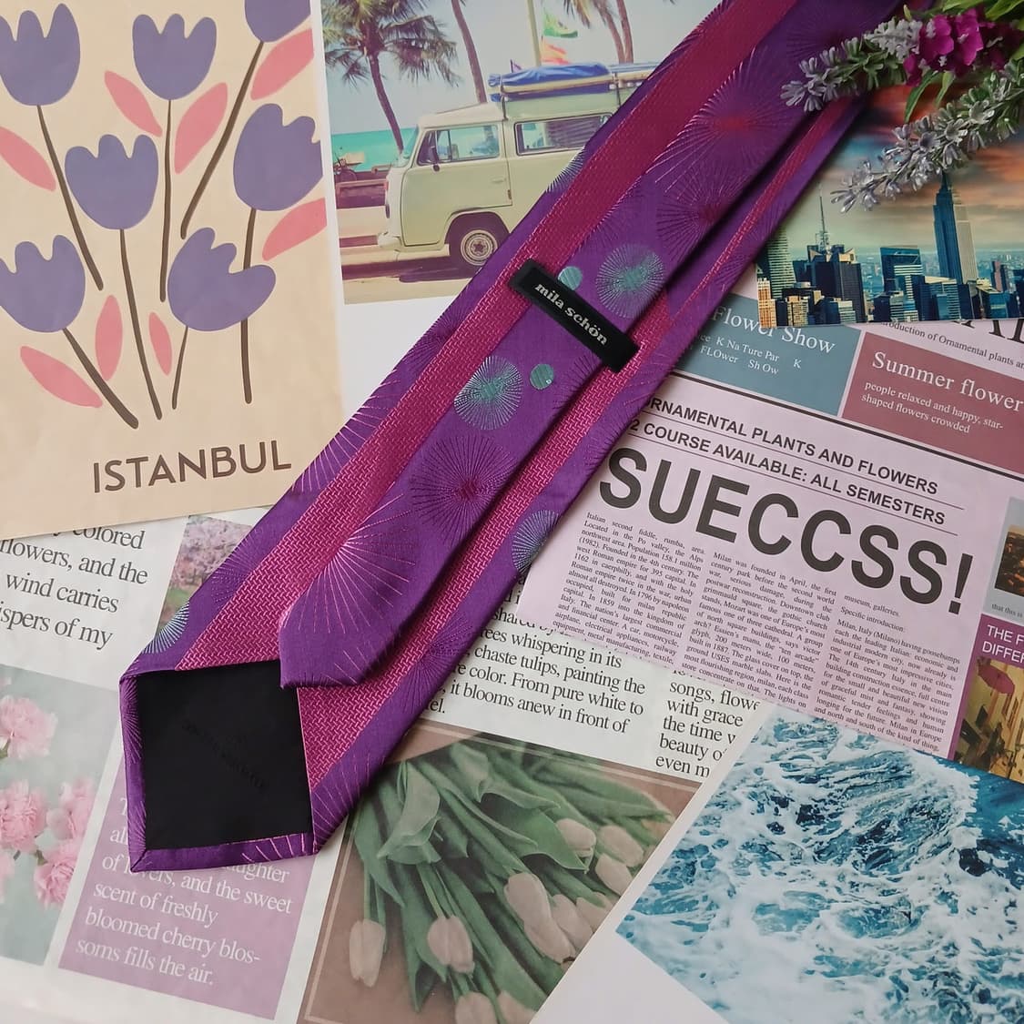 밀라숀 실크 퍼플 패턴 넥타이 9.3cm A+등급 A19376
 상품이미지4