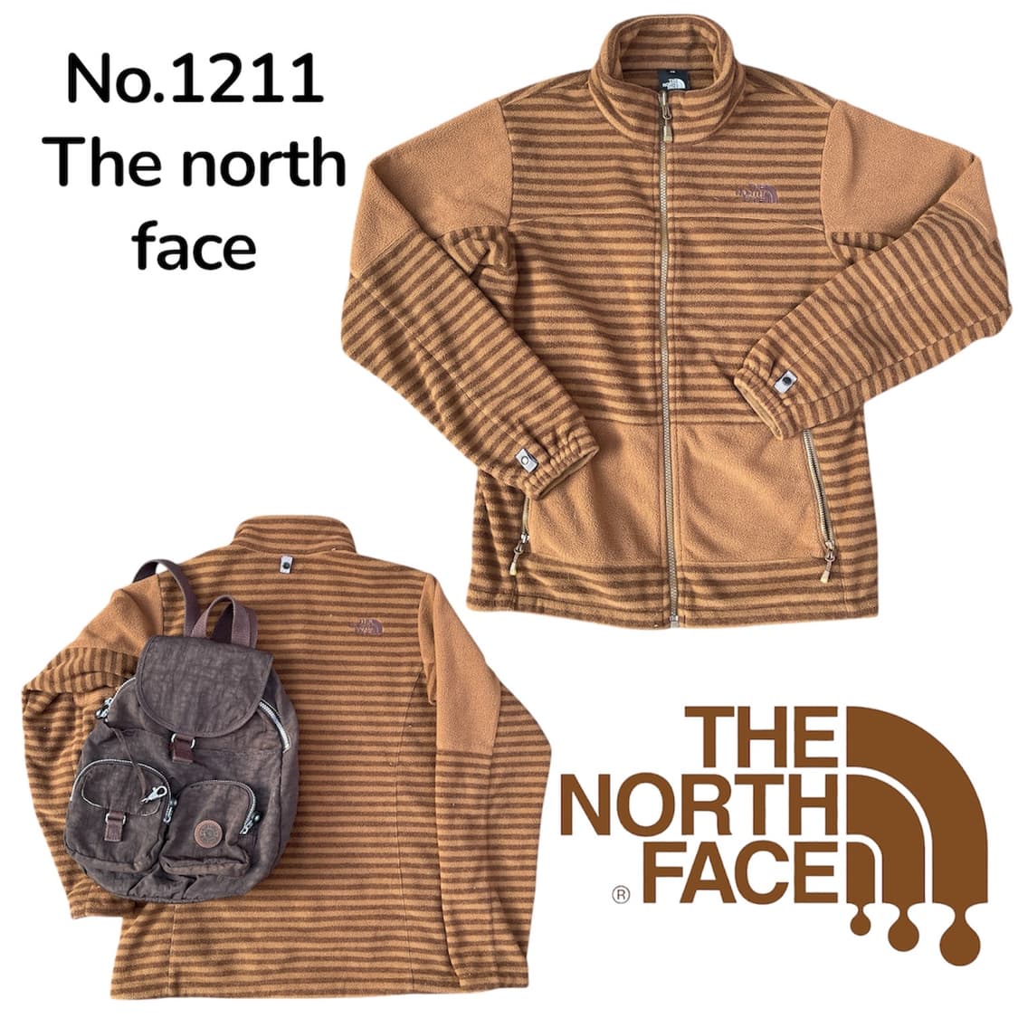 노스페이스 대대장 초코 브라운 스트라이프 여성 후리스 자켓 XL 상품이미지1