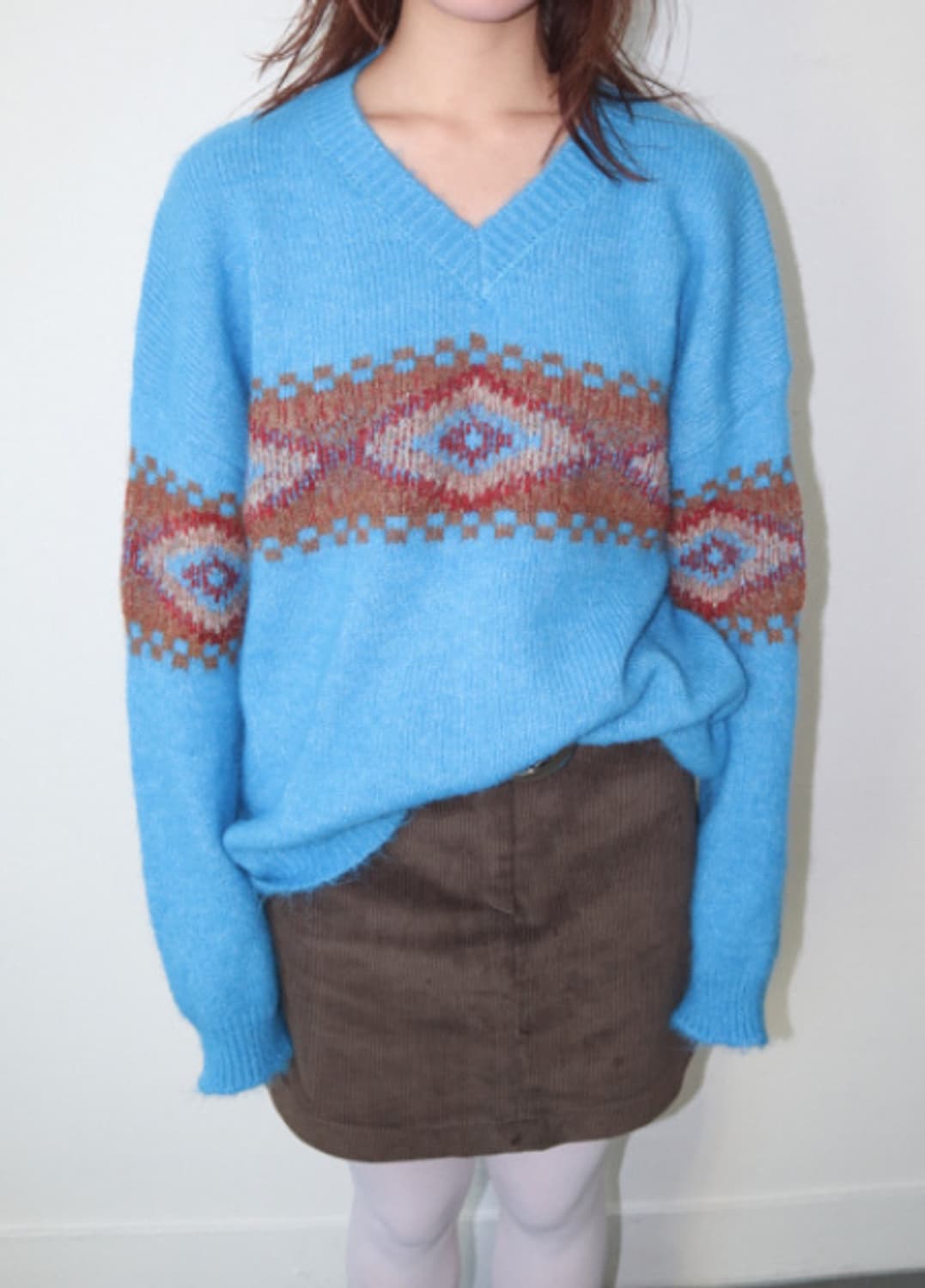 (새 상품) 노르딕 패턴 니트 블루 상품이미지2