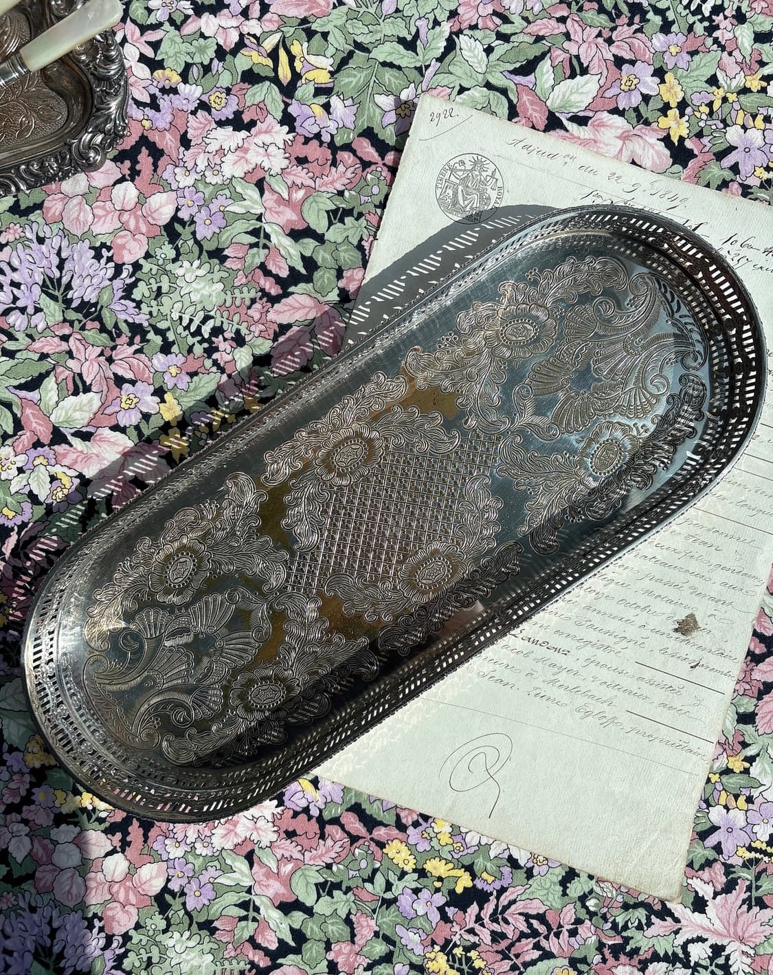 영국 빈티지 쉐필드 실버플레이트 롱트레이 상품이미지1