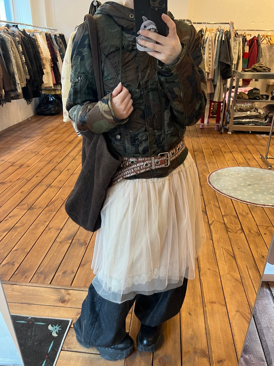 카키 카모 플리스 후드 자켓 상품이미지4