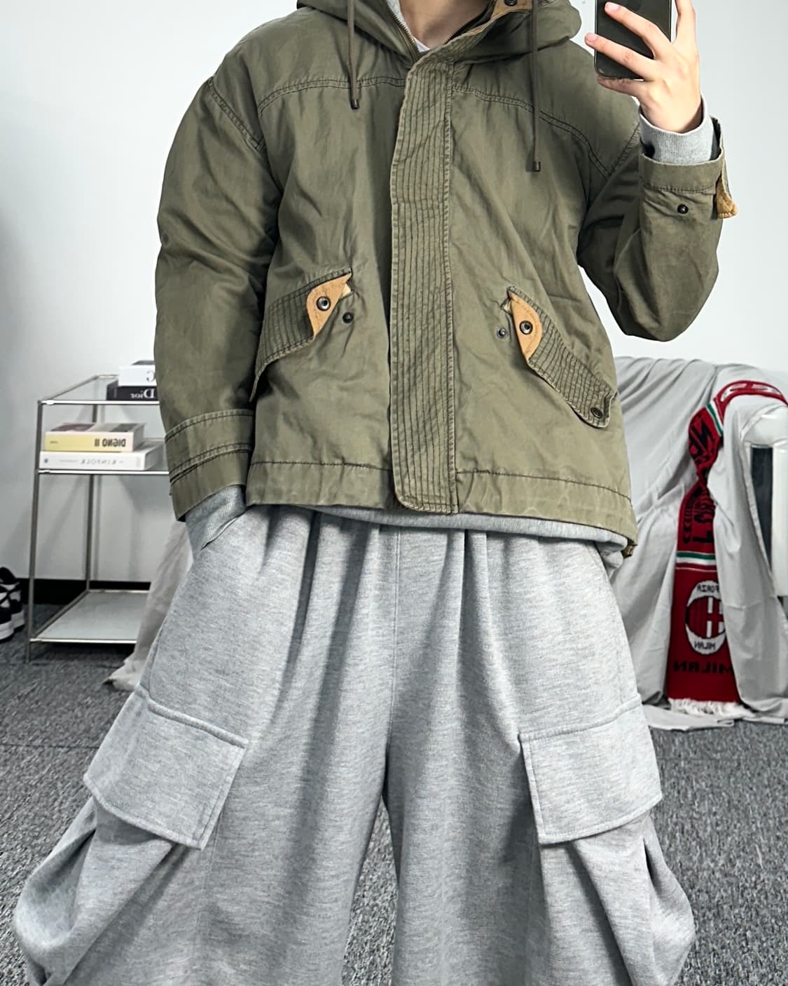 아베크롬비 카키 후드 야상 자켓 M 상품이미지3