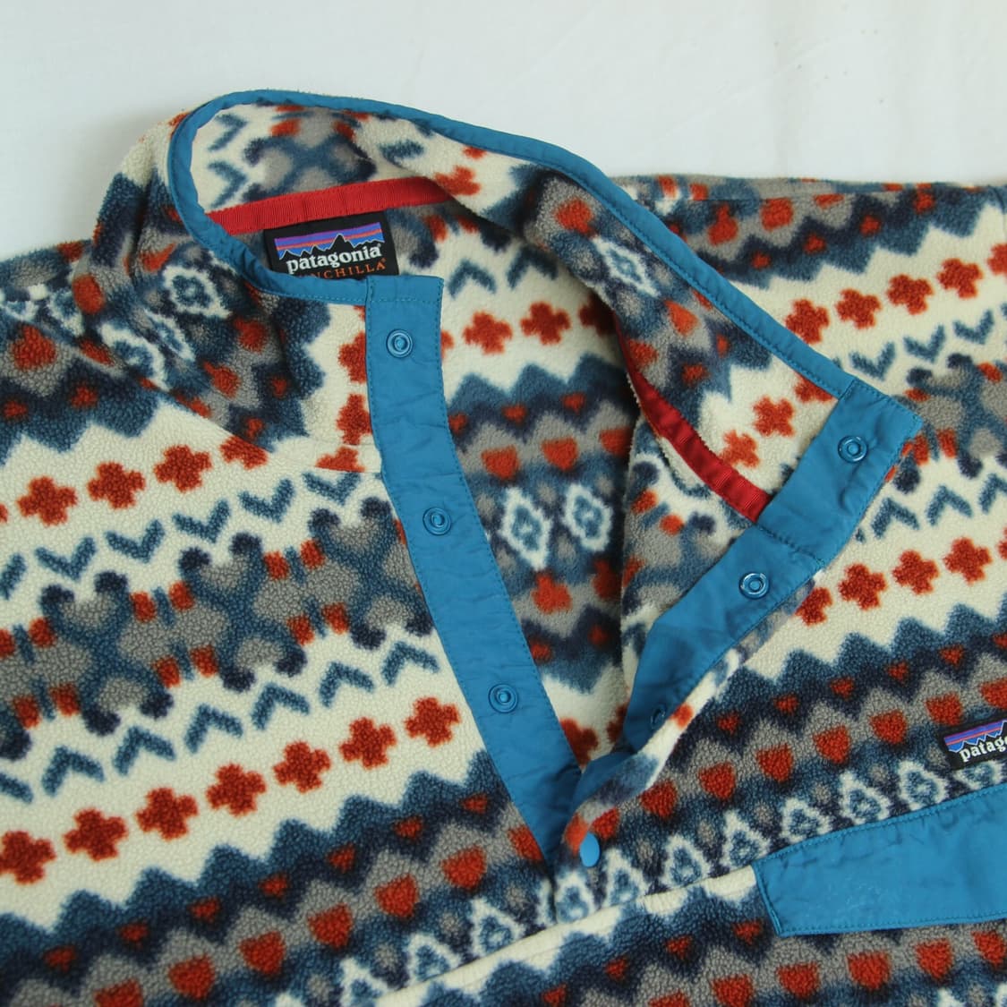 15FW 파타고니아 신칠라 스냅-T 아이보리/블루 아즈텍 패턴 멕시코 상품이미지3