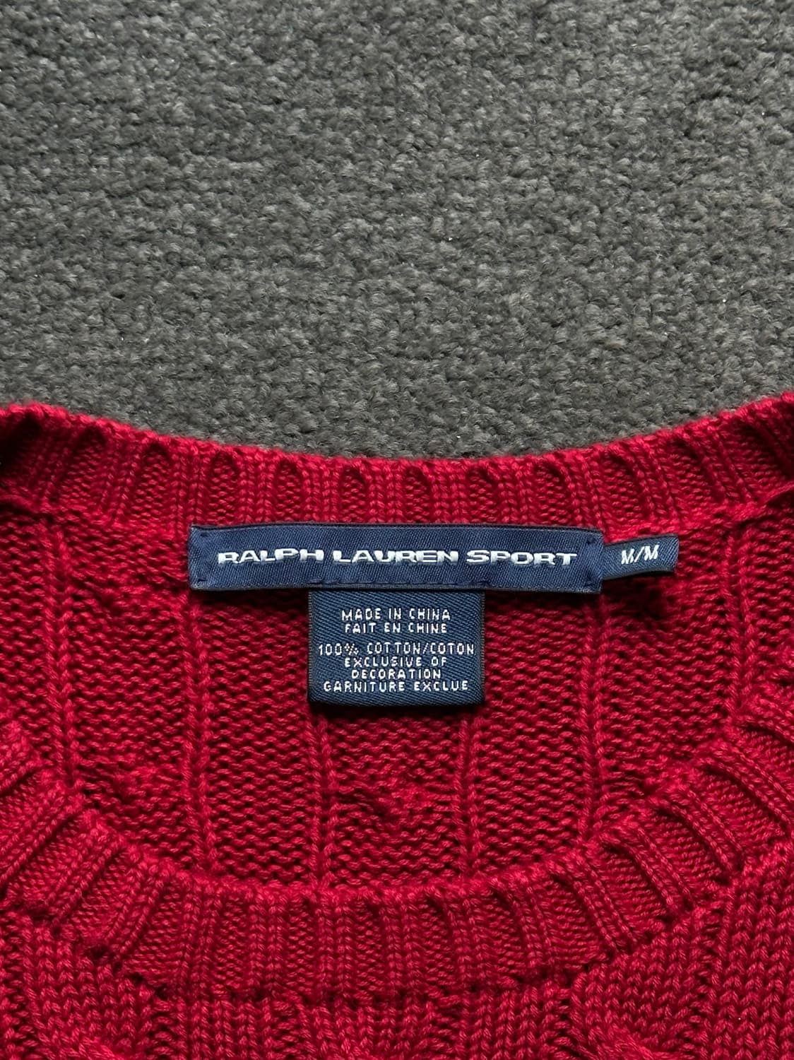 폴로 랄프로렌 여성 레드 케이블 니트 M 상품이미지3