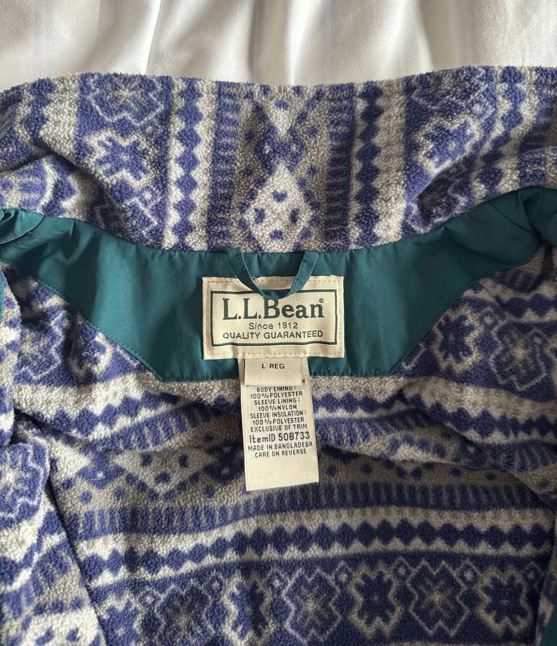 [L] 엘엘빈 ll bean 아즈텍 라이닝 웜업 자켓 그린 상품이미지5