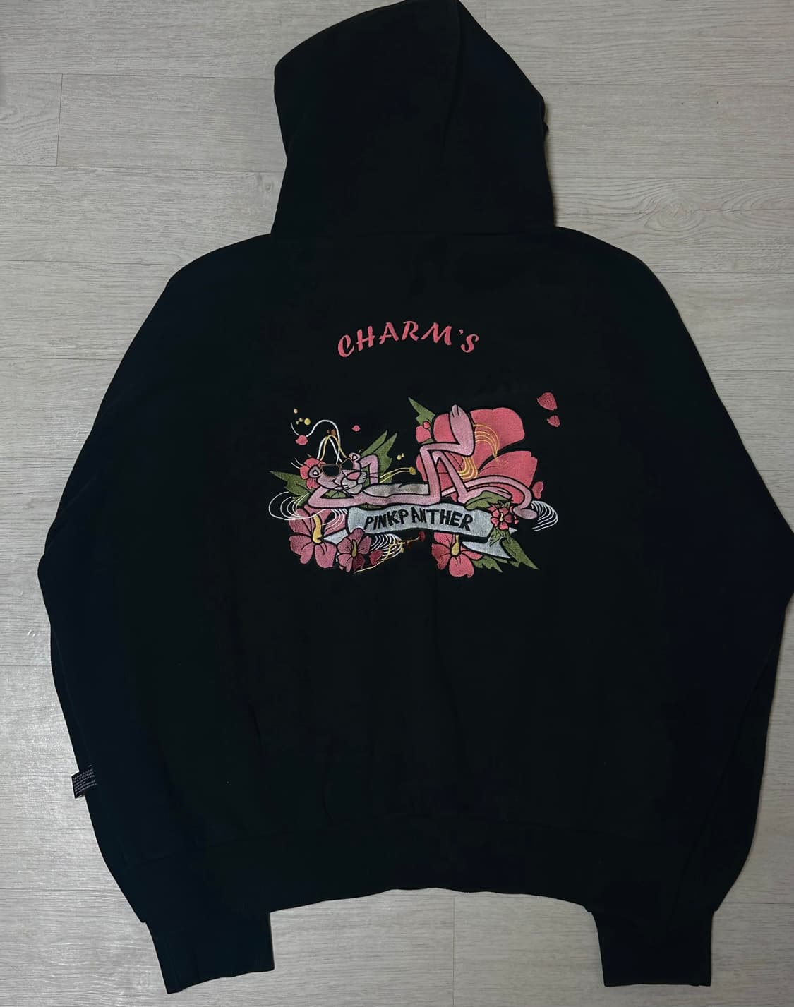 참스 핑크팬더 기모 후드티 블랙 상품이미지2