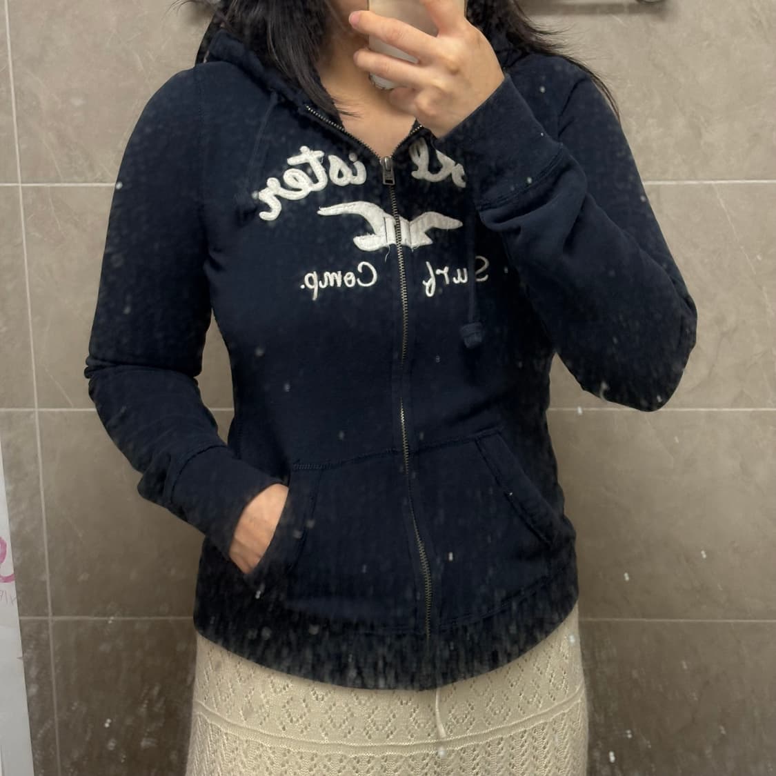 홀리스터 네이비 딱붙 후드집업 M 상품이미지1