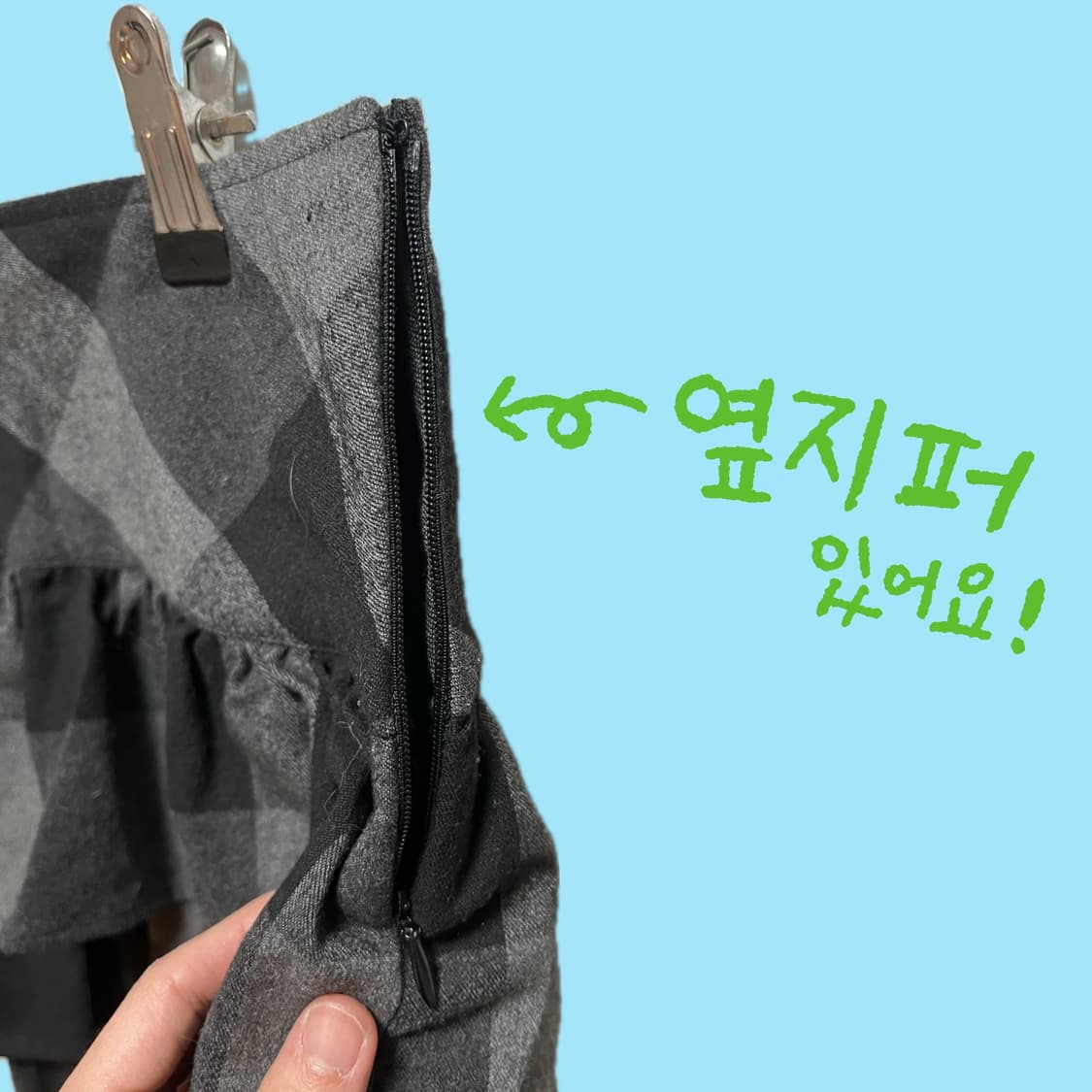 울 소재 빈티지 프릴 체크 스커트 상품이미지4