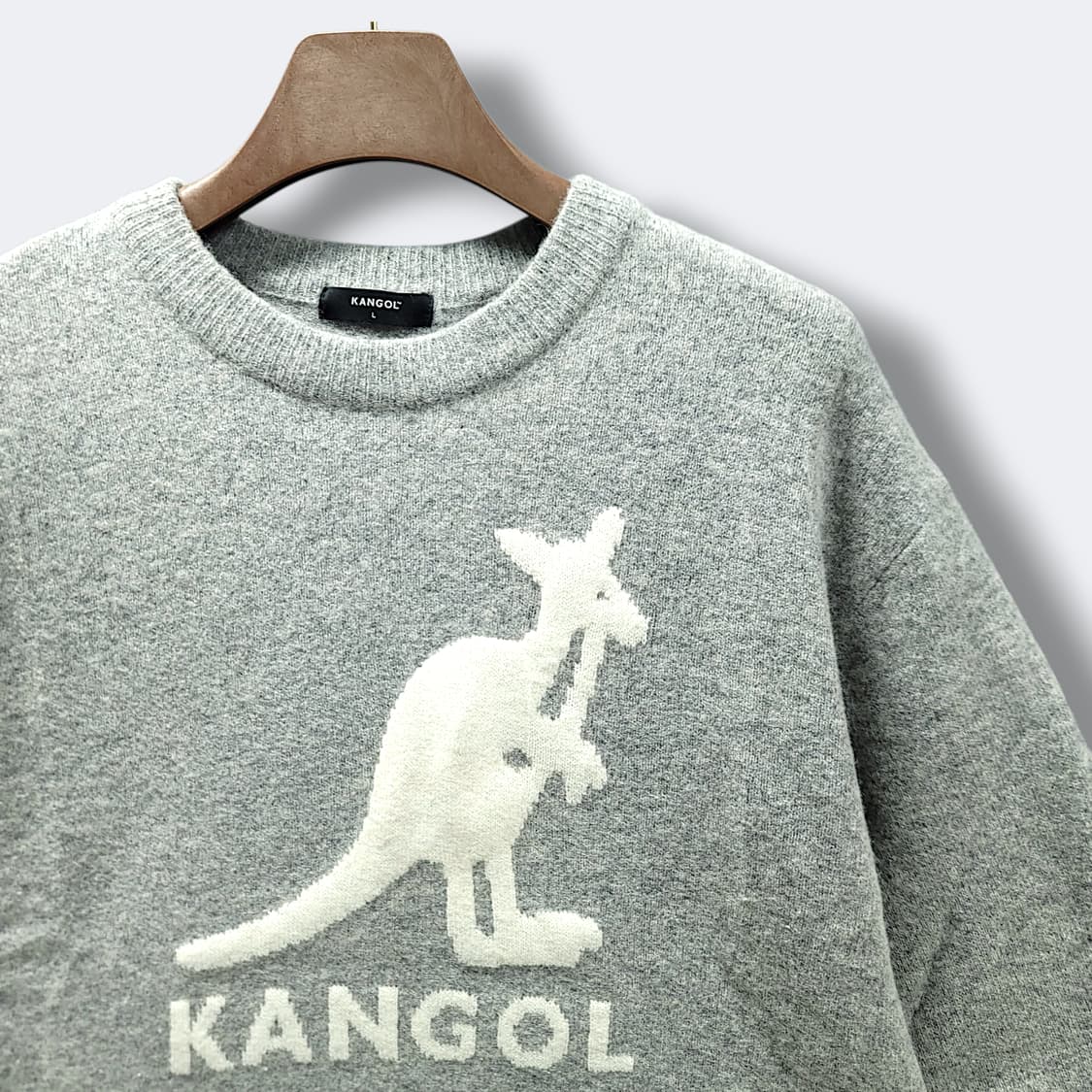 [L] 캉골 멜란지그레이 빅 심볼 니트 상품이미지4