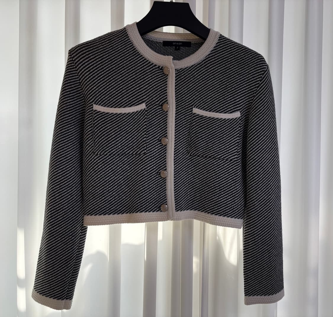 온앤온 diagonal striped cardigan - black 상품이미지2