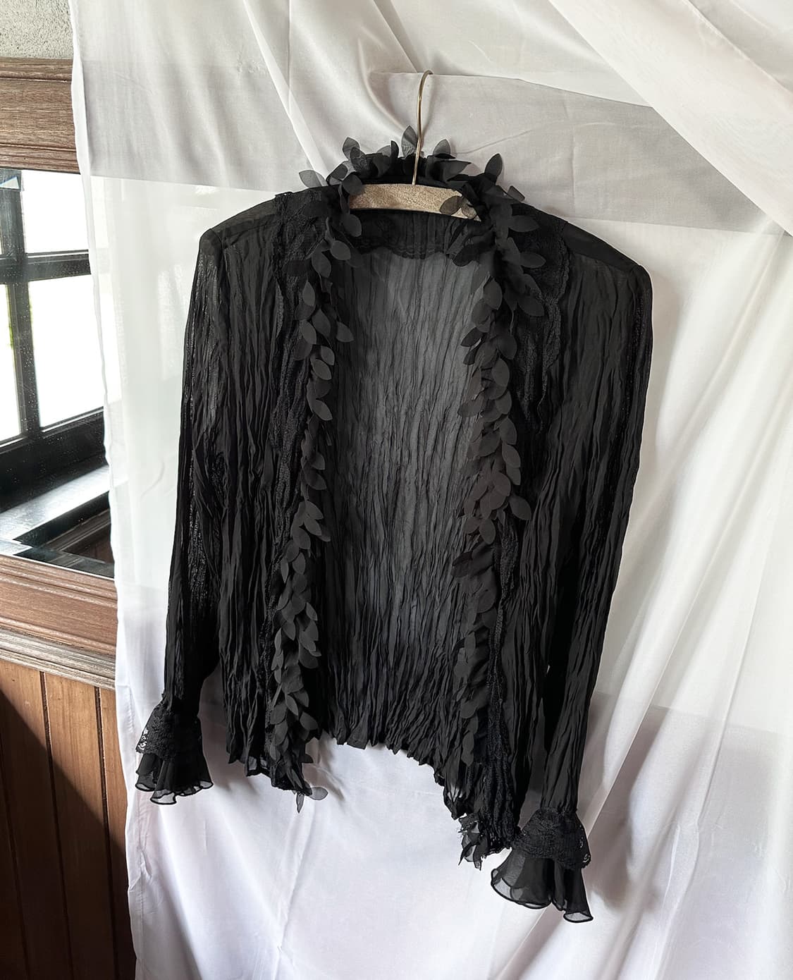JPV sheer crinkle frill cardigan 상품이미지5